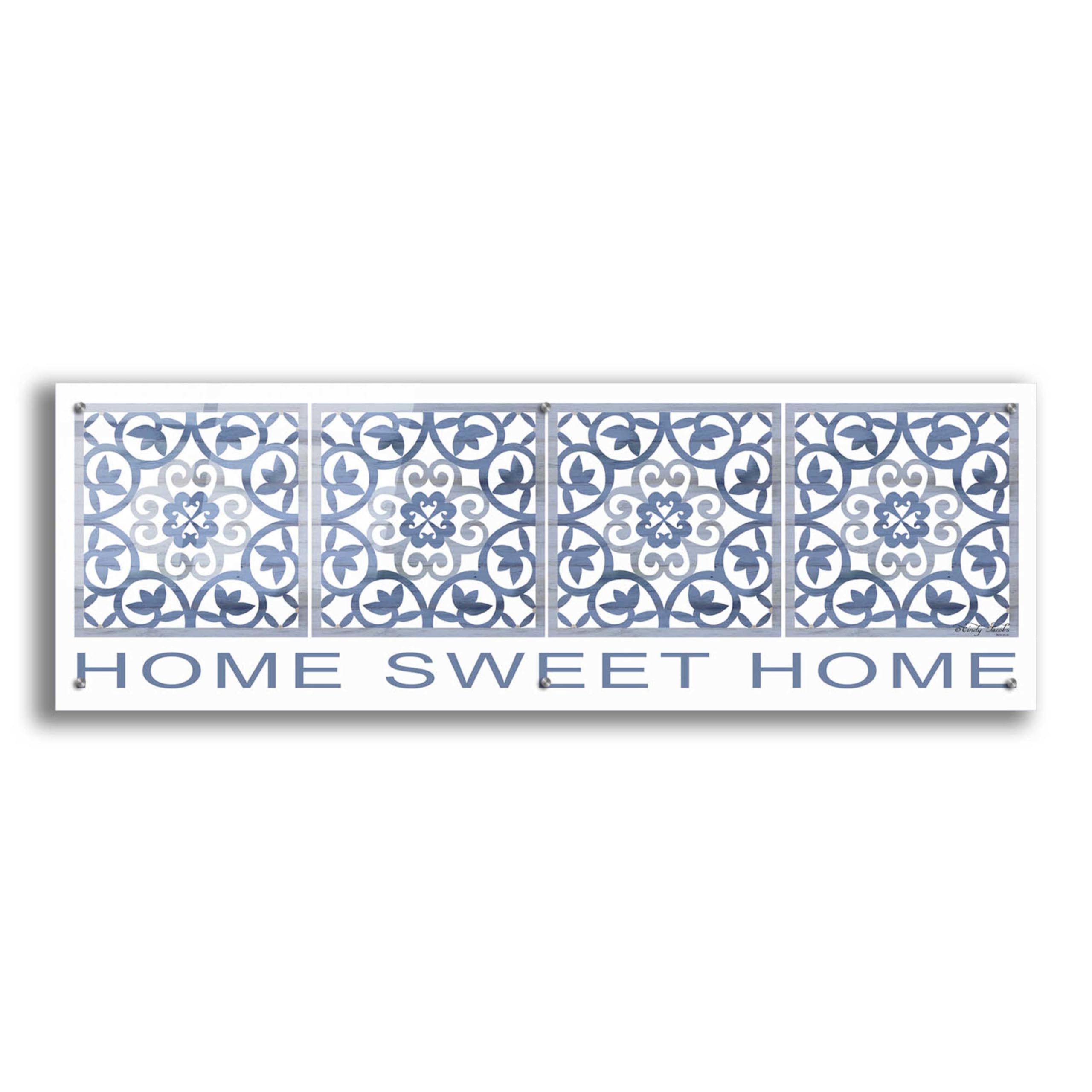 Epic 'Home Sweet Home Pattern' Acrylic Glass Wall Art by Cindy Jacobs - 48x16 Inches, Modern Home Decor for Living Room, Bedroom & Office
