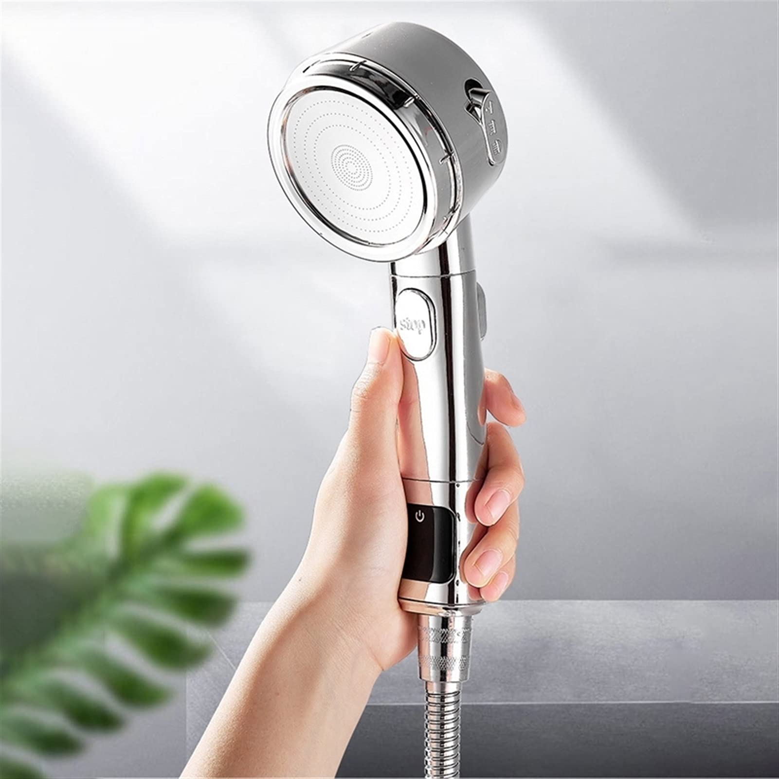 Digital Adjustable Shower Head with Handheld Spray - High Pressure Bathroom Showerhead with Shelf (Silver) | Perfect for Spa-Like Experience & Water-Saving Bathroom Upgrade