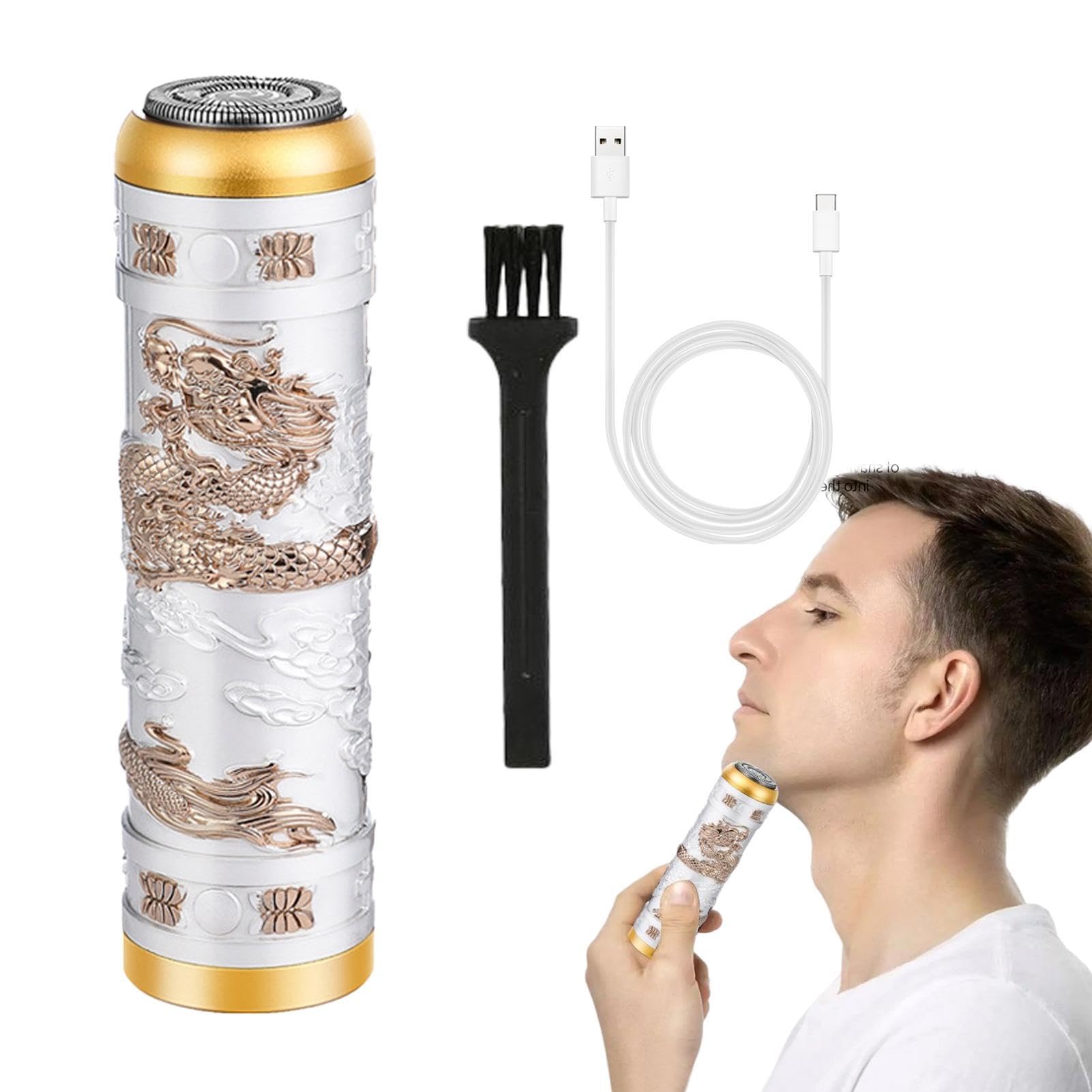 Professional Gold Dragon Electric Shaver - Cordless T-Blade Trimmer for Men, Beard & Hair Grooming Kit with USB Charging Cable - Perfect Gift for Dad, Travel & Home Use