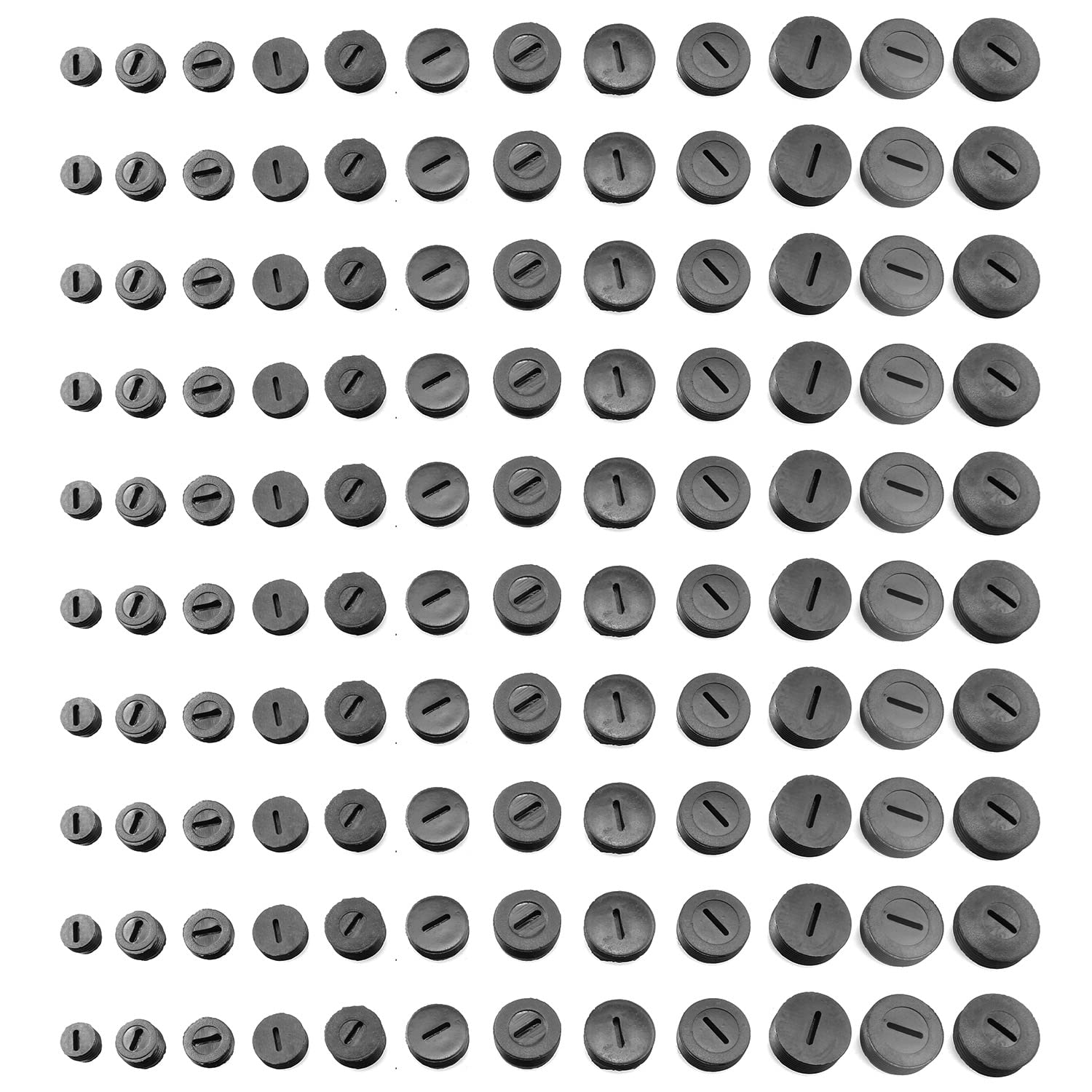24PCS 12-Size Black Plastic Carbon Brush Holder Caps with Slotted Connectors for Hammer Grinder & Power Tools - Motor Brush Cover Replacement - Perfect for DIY Repairs & Professional Tool Maintenance