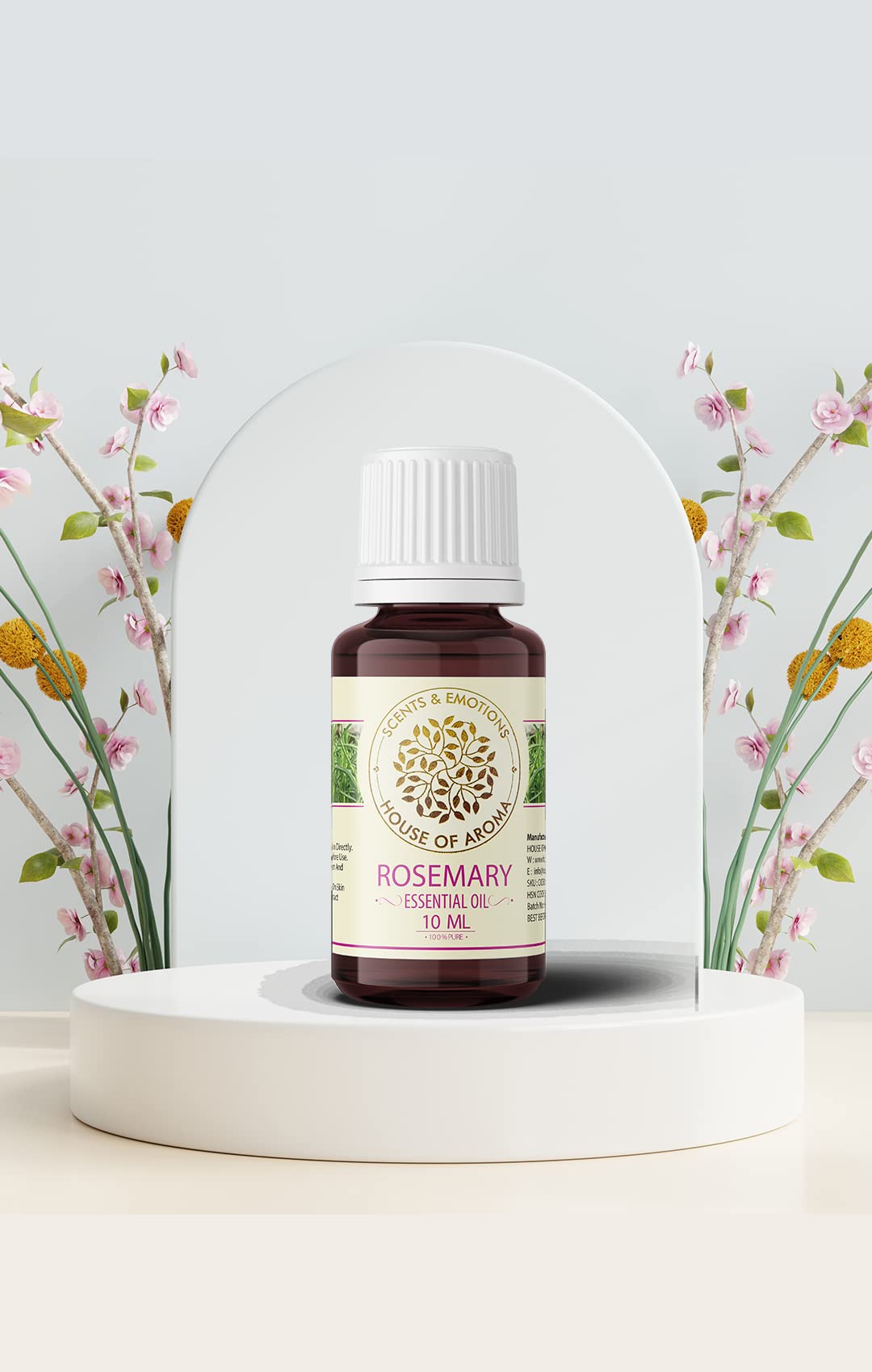 Organic Rosemary Essential Oil for Hair Growth & Scalp Care - 100% Pure Natural Aromatherapy Oil to Fight Dandruff, Prevent Hair Loss, Moisturize Skin & Reduce Dark Circles - Perfect for DIY Beauty, Massage & Home Fragrance (10ml)