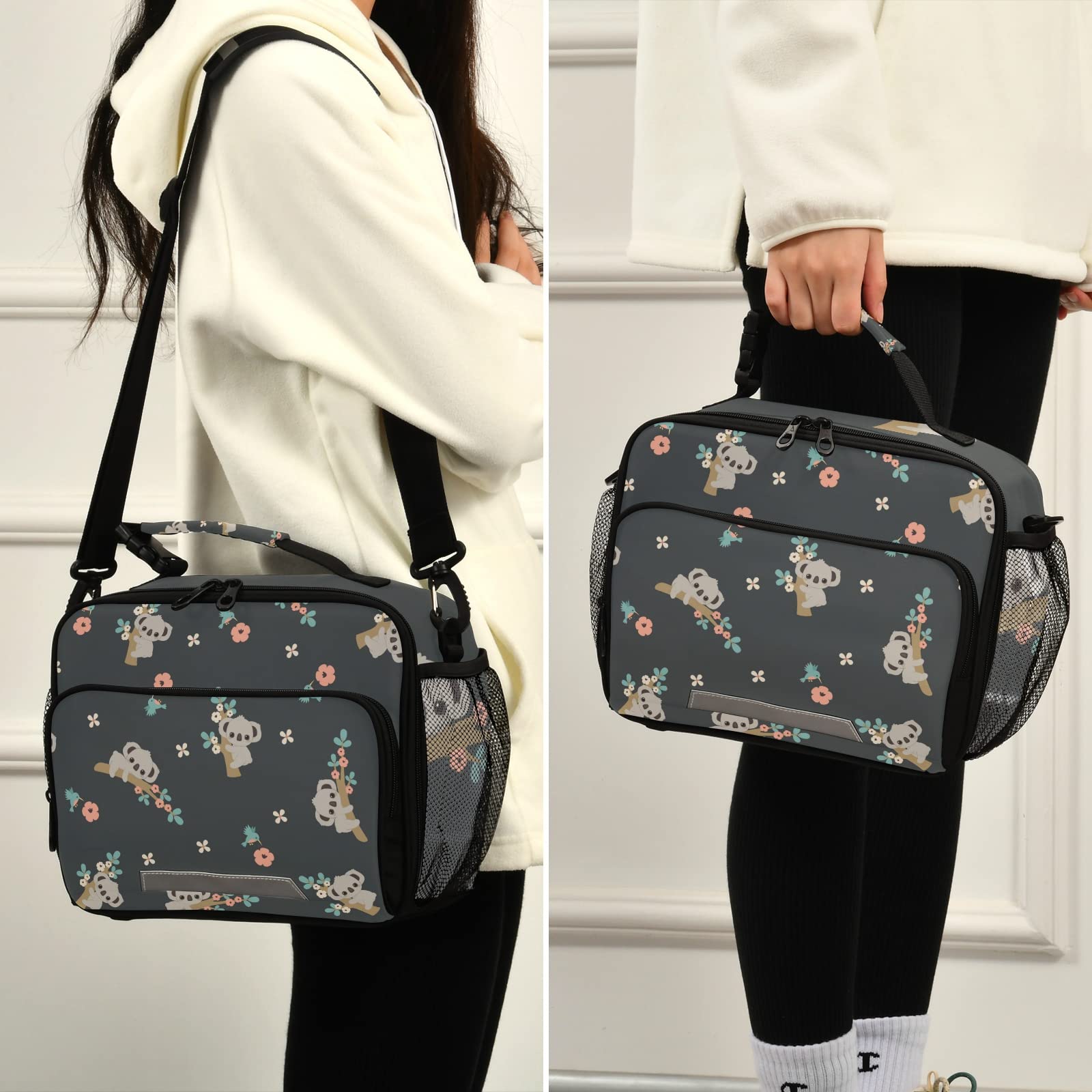 Insulated Lunch Bag for Women & Men - Leakproof Cooler Tote with Koala Bear Design | Reusable Freezable Lunch Box for Office, School, Picnic & Beach | Perfect for Work Meals, Outdoor Adventures & Daily Commute