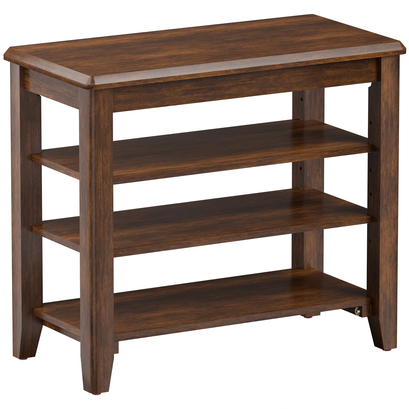 Rubberwood Shoe Bench with 3-Tier Adjustable Storage - 23.6