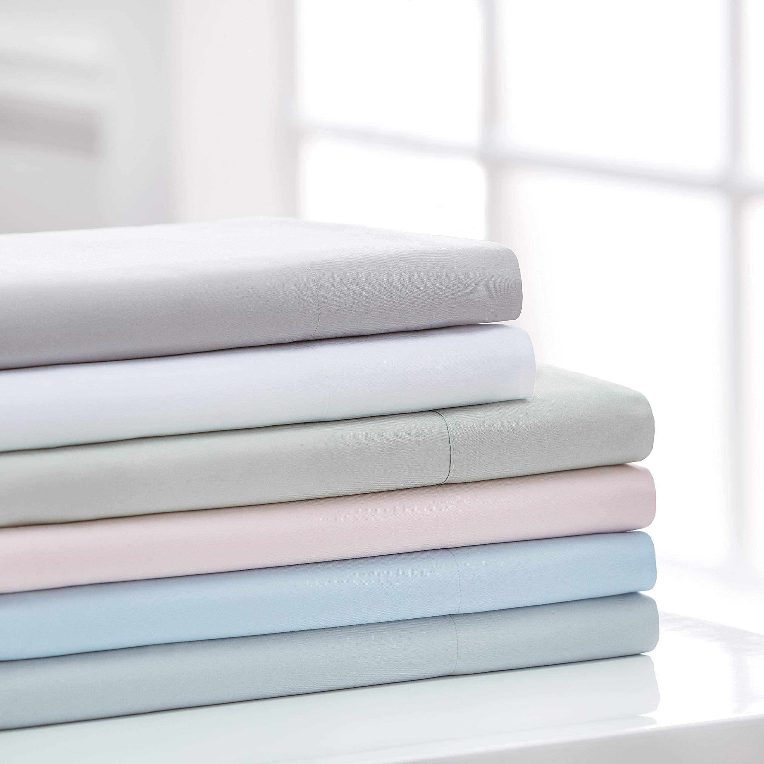 Chanasya Premium Soft Gray Queen Bed Sheets Set 4-Piece - 100% Breathable Percale Microfiber Sheets with Deep Pockets - Wrinkle & Fade Resistant Bedding (Queen, Silver) - Perfect for Master Bedroom, Guest Room & Vacation Homes