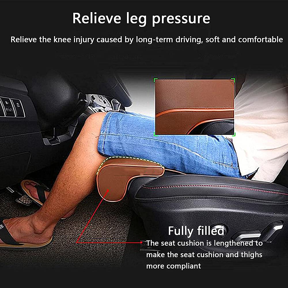 **Leather Knee Pads & Leg Support Cushion - Car Seat Extender for Long-Distance Driving, Office, Home, Bus & Train - Comfortable Leg Pillow (Black)**    *Perfect for Travel, Work, or Relaxation at Home*