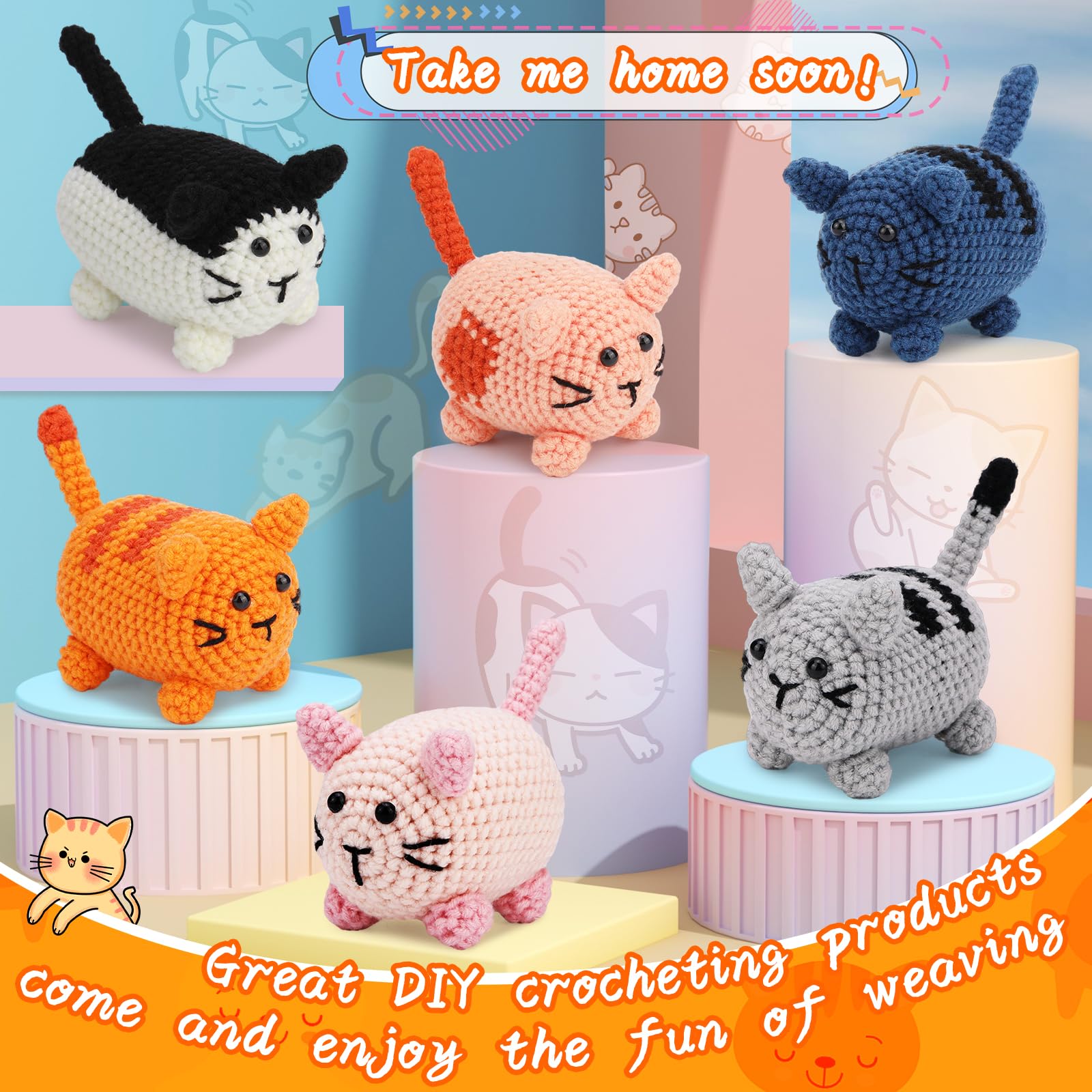 Mayboos Beginner Crochet Kit - DIY Animal Crochet Starter Set with Step-by-Step Video Tutorials | Complete Craft Supplies for Adults & Kids | Perfect for Relaxation, Gift Giving & Home Decor (Black & White Cat)