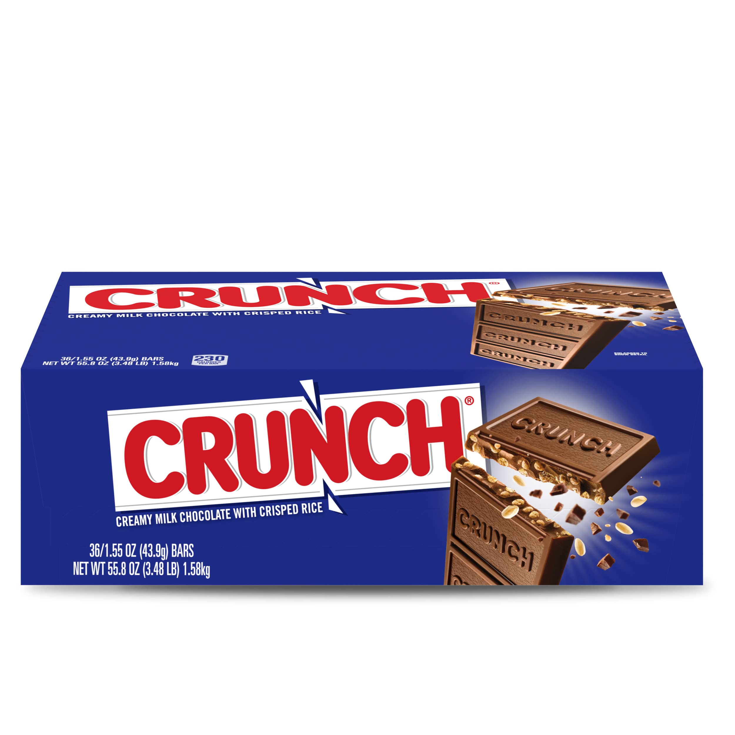 CRUNCH Milk Chocolate & Crisped Rice Candy Bars - Bulk 36 Count (1.55 oz Each) - Full Size Halloween Candy for Trick-or-Treating, Party Favors & Office Snacks