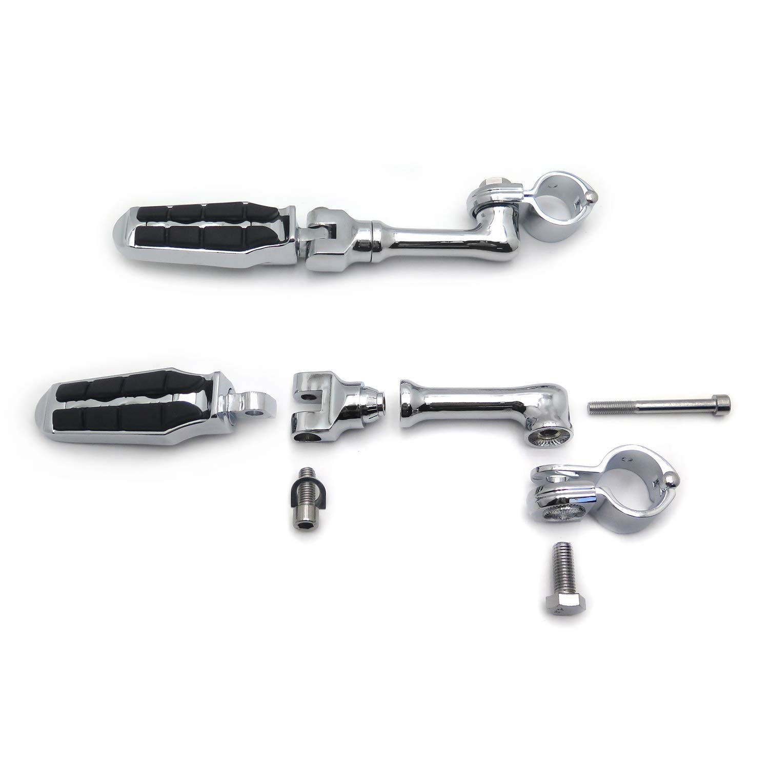 Chrome Long Angled Adjustable Highway Peg Mounting Kit for Harley Sportster 883 1200 Street Bob Softail CVO - 1.25