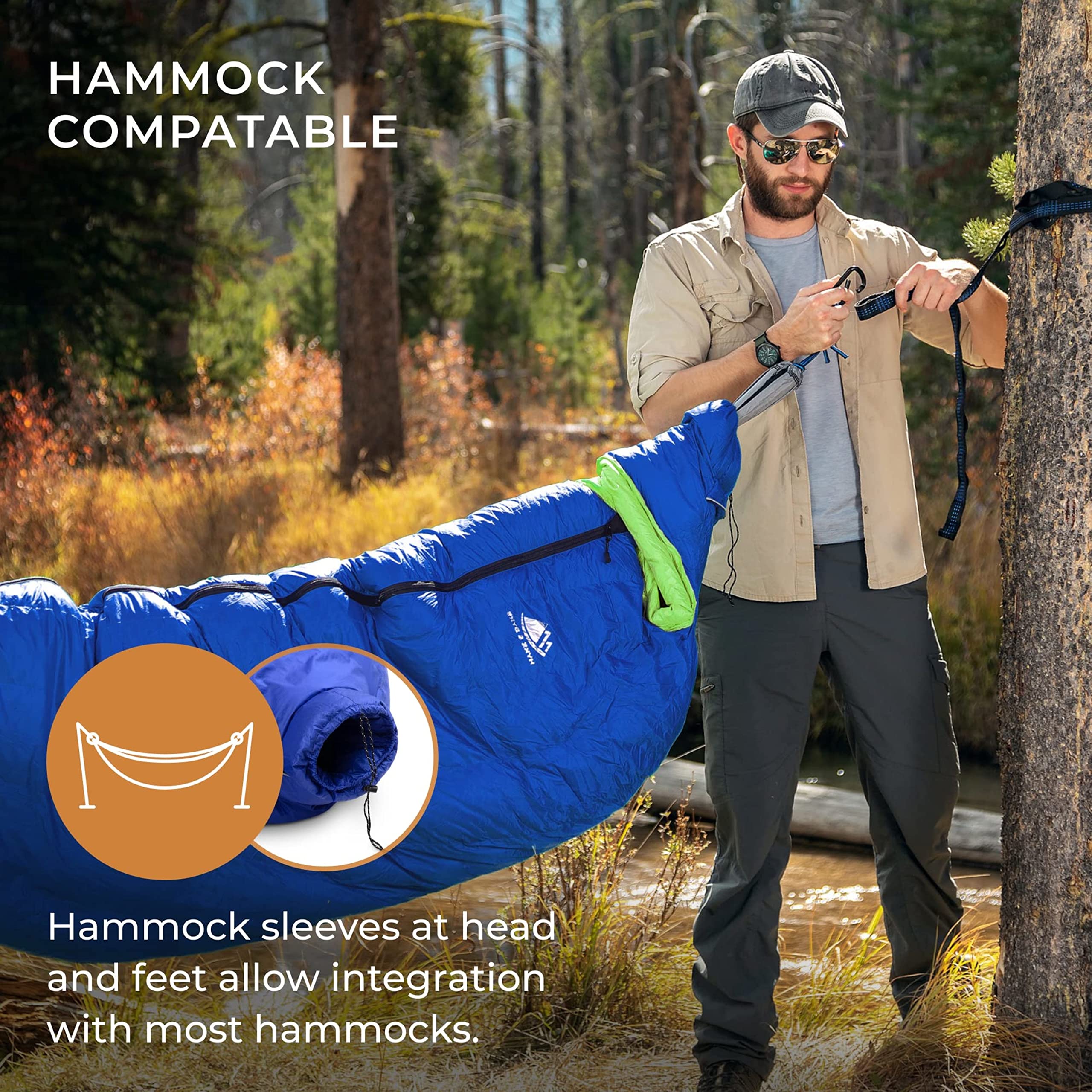Hyke & Byke Antero 0°F 4-Season Ultralight 800FP Goose Down Sleeping Bag for Hiking, Camping & Backpacking - Perfect for Cold Weather Adventures & Outdoor Exploration