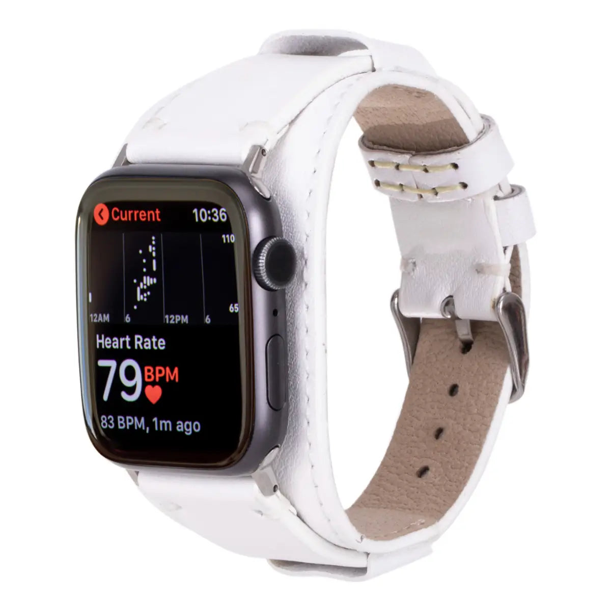 Premium White Leather Cuff Strap for Apple Watch - Elegant & Durable Replacement Band for Work, Gym & Everyday Wear