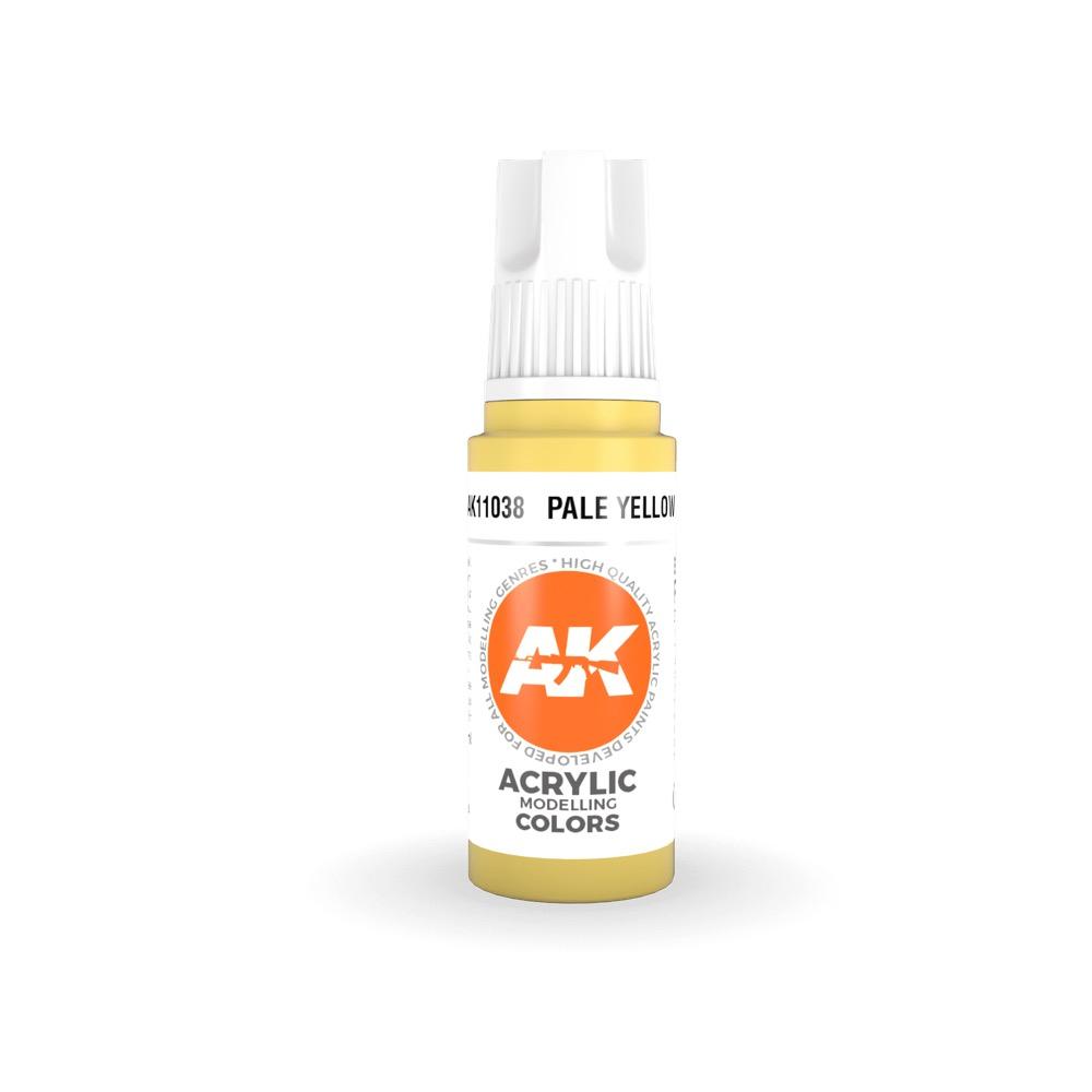 AK Interactive AK11038 Pale Yellow Acrylic Paint - 17ml Bottle (3rd Gen) for Scale Models, Miniatures & Dioramas - Perfect for Military, Aircraft & Figure Painting