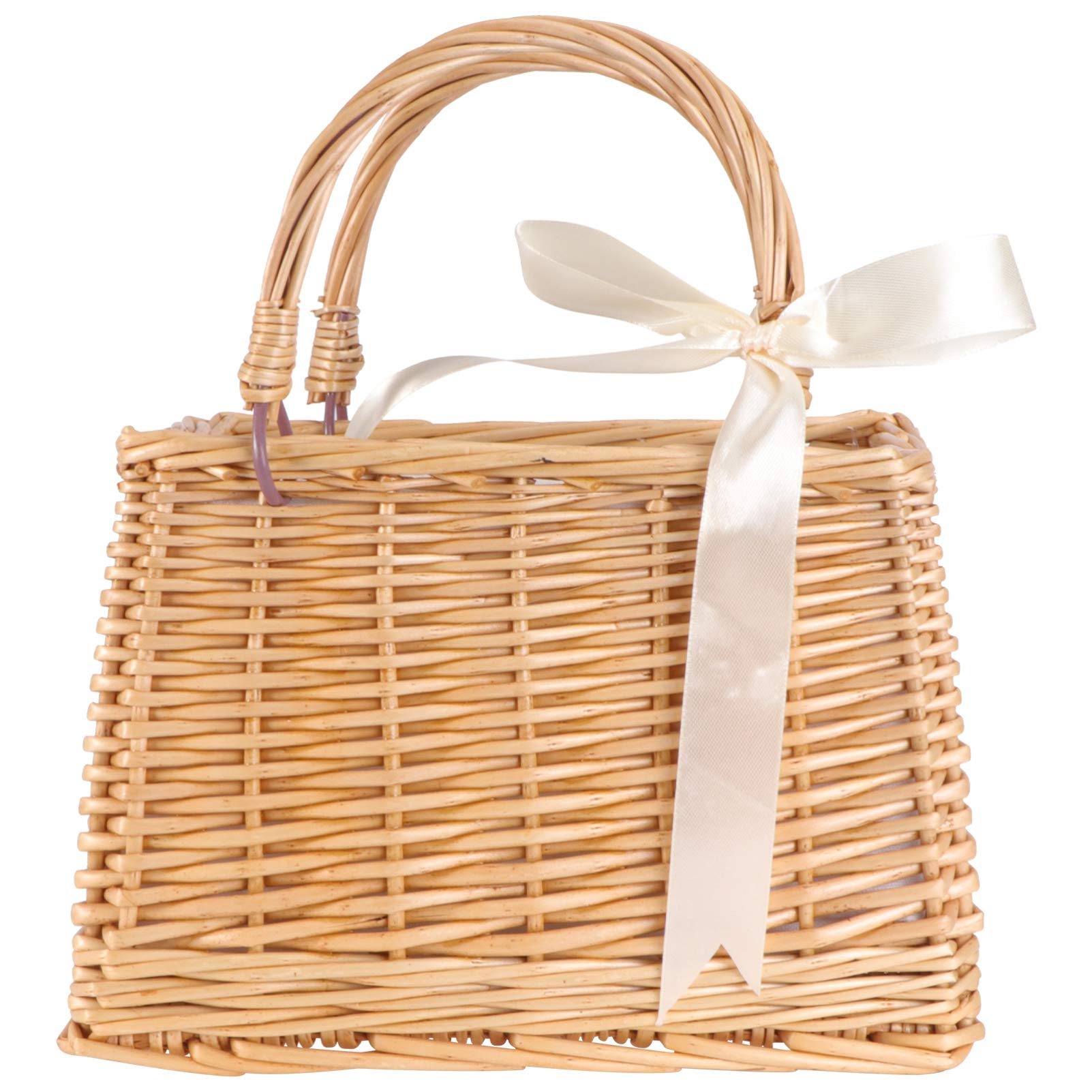 DOITOOL Rattan Woven Basket - Portable Flower Basket for Wedding, Easter, Home Decor, Egg Storage, Dried Flowers | Perfect for Wedding Flower Girl, Party Decor, and Rustic Home Organizing
