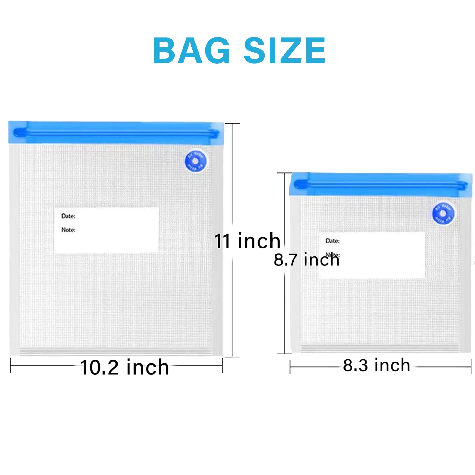 20 PCS Reusable Vacuum Sealer Bags for Food Storage, BPA Free Vacuum Zipper Bags - Freezer & Microwave Safe (2 Sizes: 8