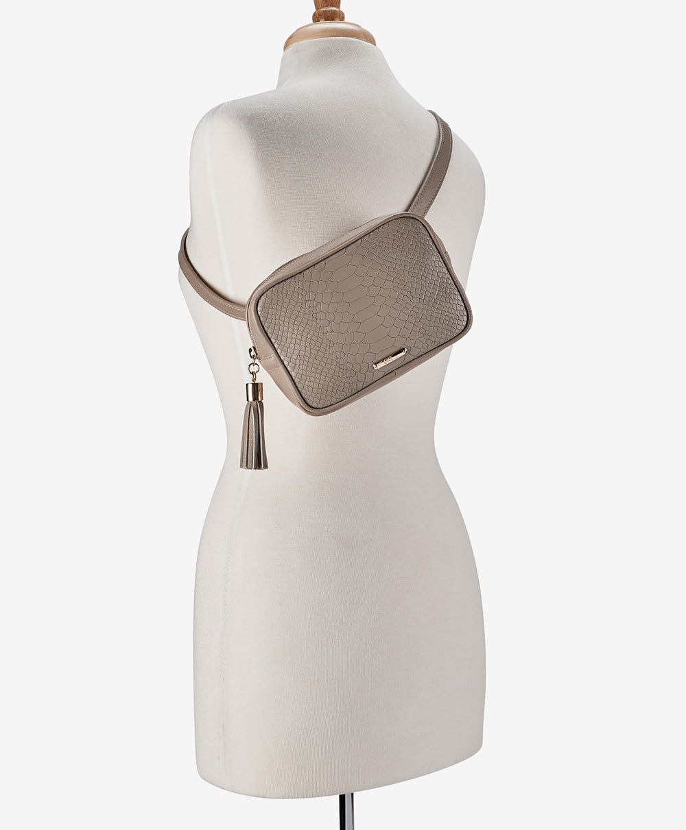 Kylie Belt Bag for Women - Stone Embossed Python Leather Crossbody Purse - Fashionable Waist Pack for Travel, Shopping & Everyday Use