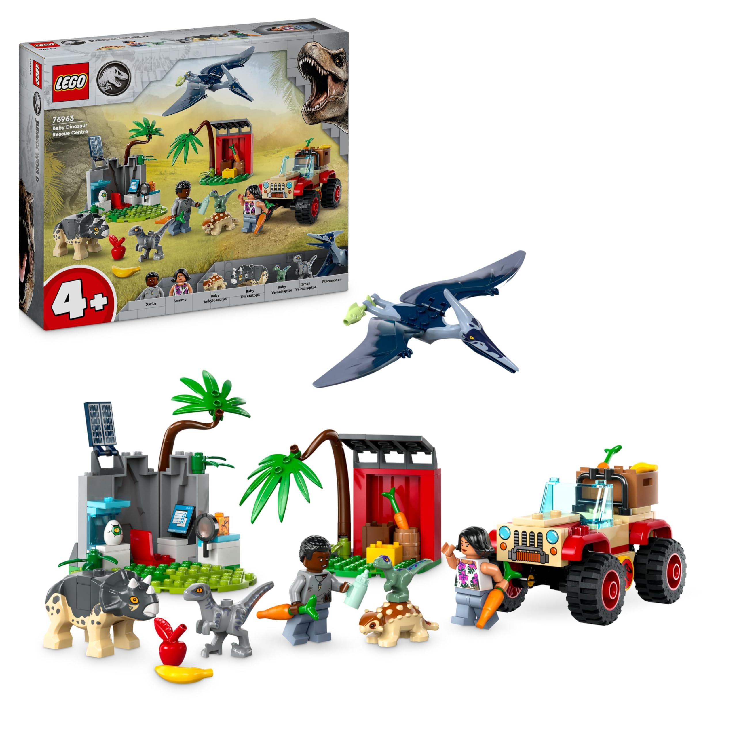LEGO Jurassic World Baby Dinosaur Rescue Center Toy Set with Triceratops, Ankylosaurus & Velociraptor Figures - Creative Building Kit for Kids Ages 4+ (Set 76963) | Perfect Gift for Boys & Girls | Dinosaur Adventure Play & Display