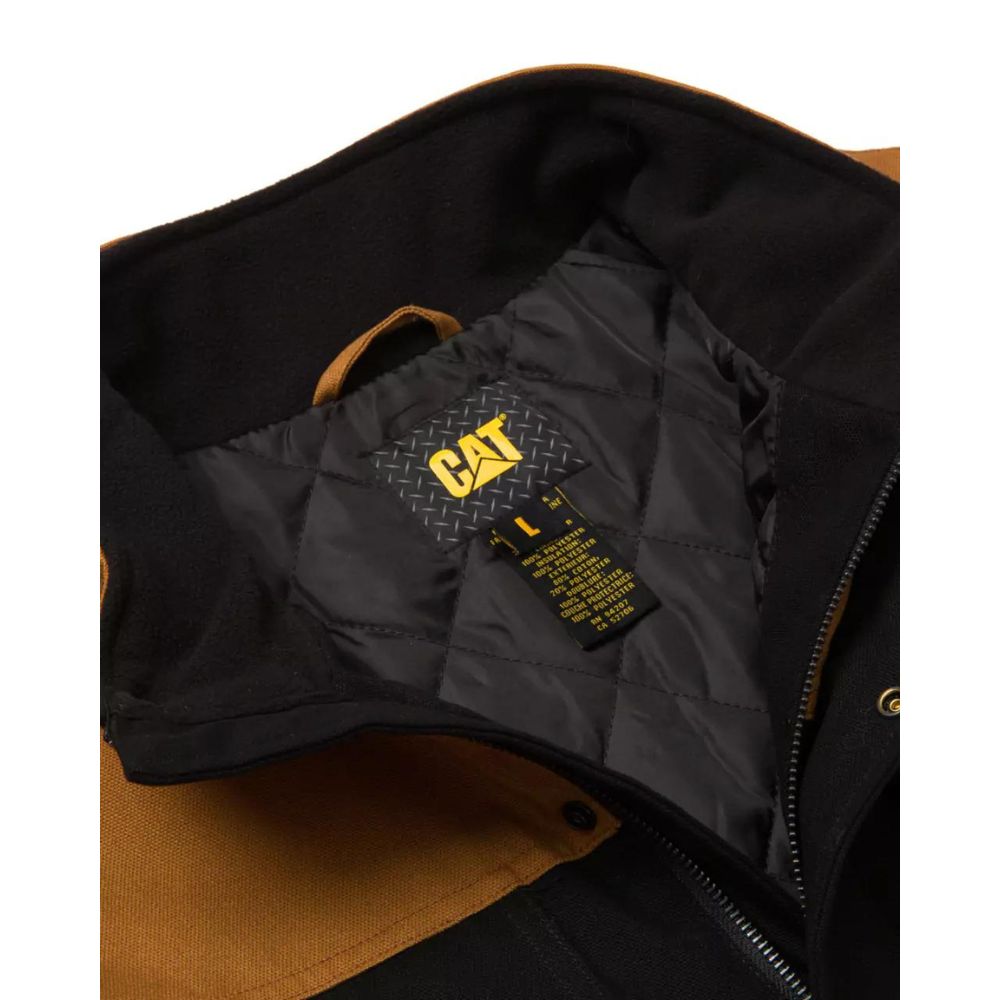 CAT Men's Insulated Utility Winter Work Jacket - Heavy Duty Waterproof Jacket for Construction & Outdoor Work (Black/Bronze) | Cold Weather Protection for Job Sites, Hunting & Snow Activities