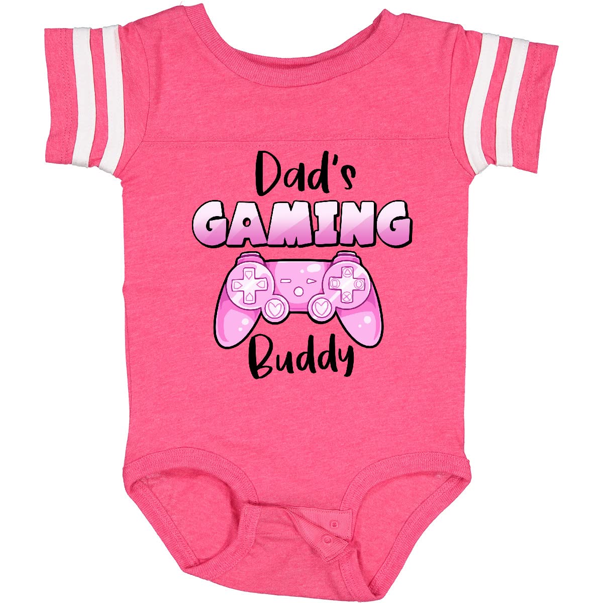 Inktastic Dad's Gaming Buddy - Pink Controller Baby Bodysuit | Cute Gamer Onesie for Newborns & Infants | Perfect Gift for Gaming Dads & Baby Showers | Soft Cotton Unisex Romper for Playtime & Family Photos