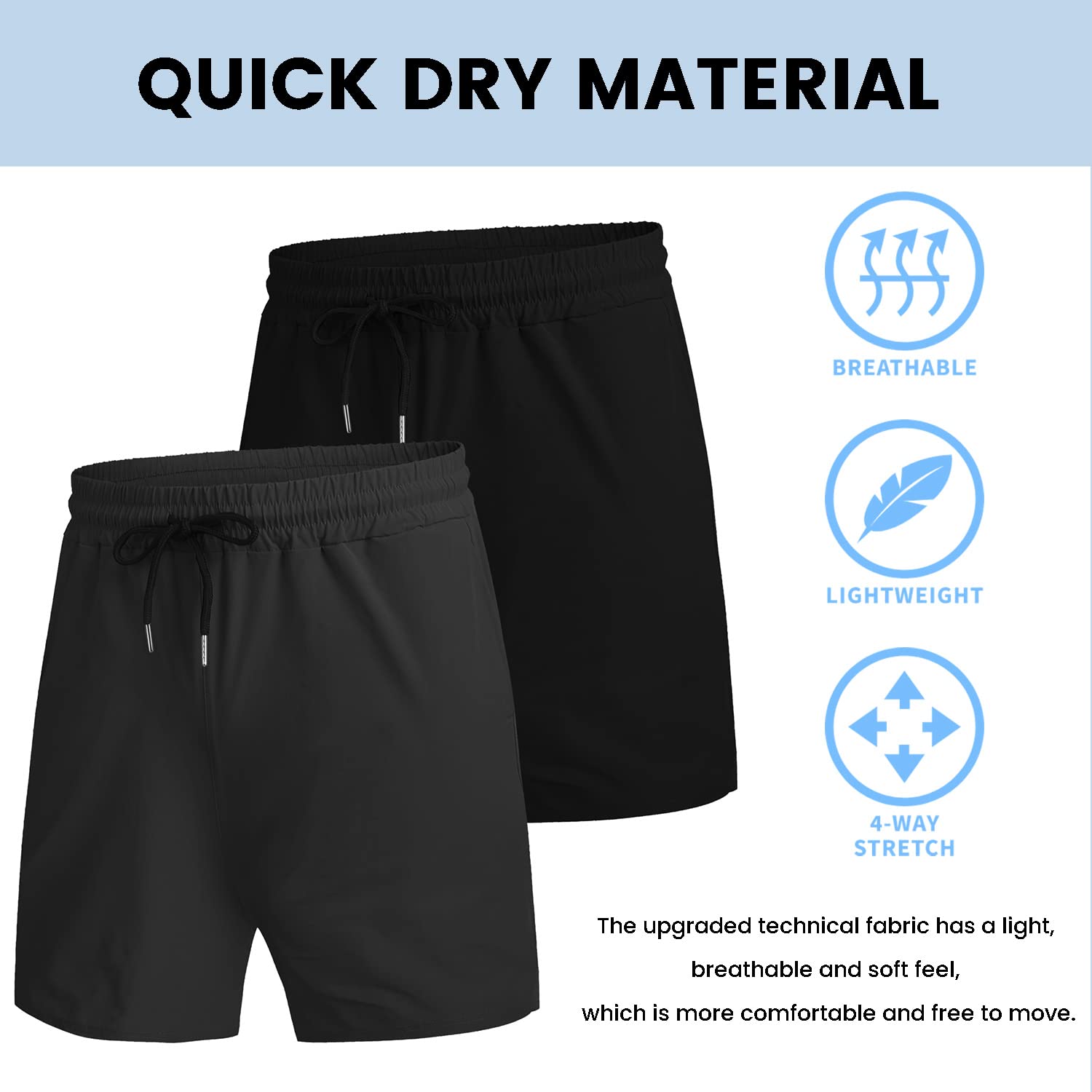 COOFANDY Men's 2 Pack 7 Inch Quick Dry Gym Shorts - Lightweight Athletic Running Workout Shorts with Pockets for Training, Jogging & Outdoor Activities