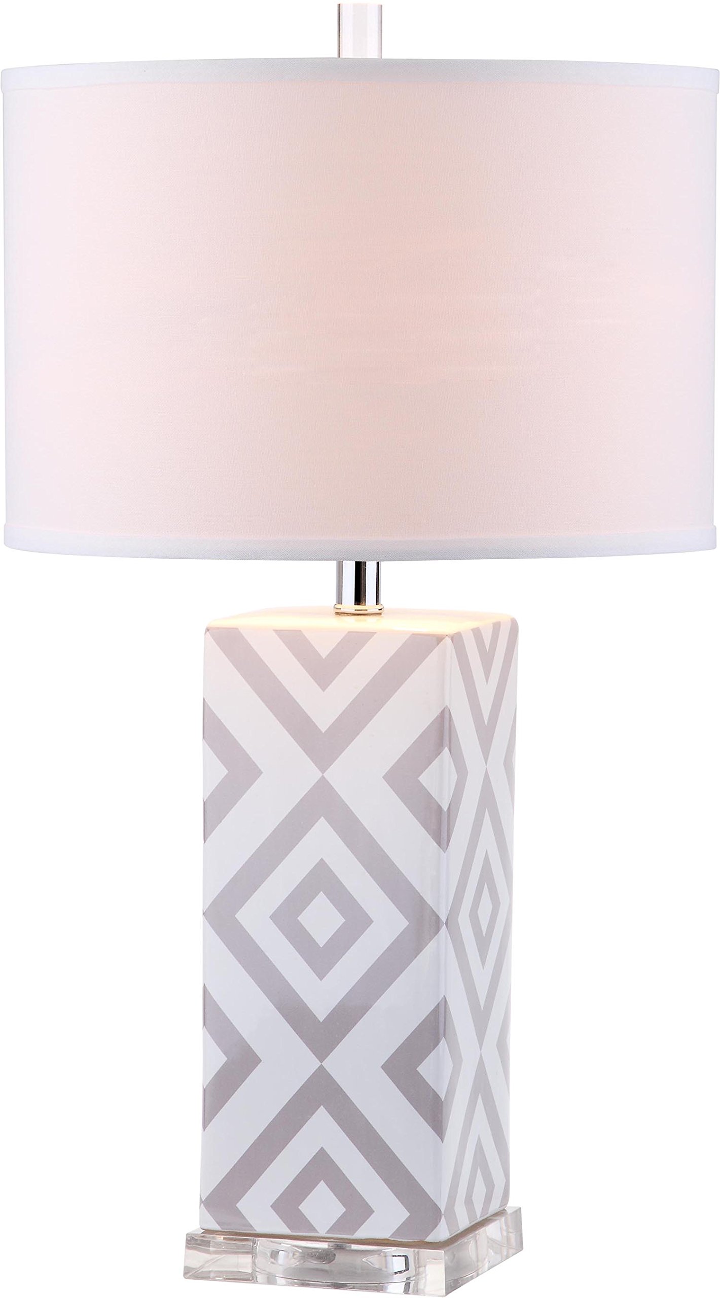 SAFAVIEH 27-inch Modern Grey Diamond Table Lamp Set of 2 with LED Bulbs - Contemporary Lighting for Bedroom, Living Room, Home Office & Nightstand (Perfect for Reading, Working & Ambient Lighting)