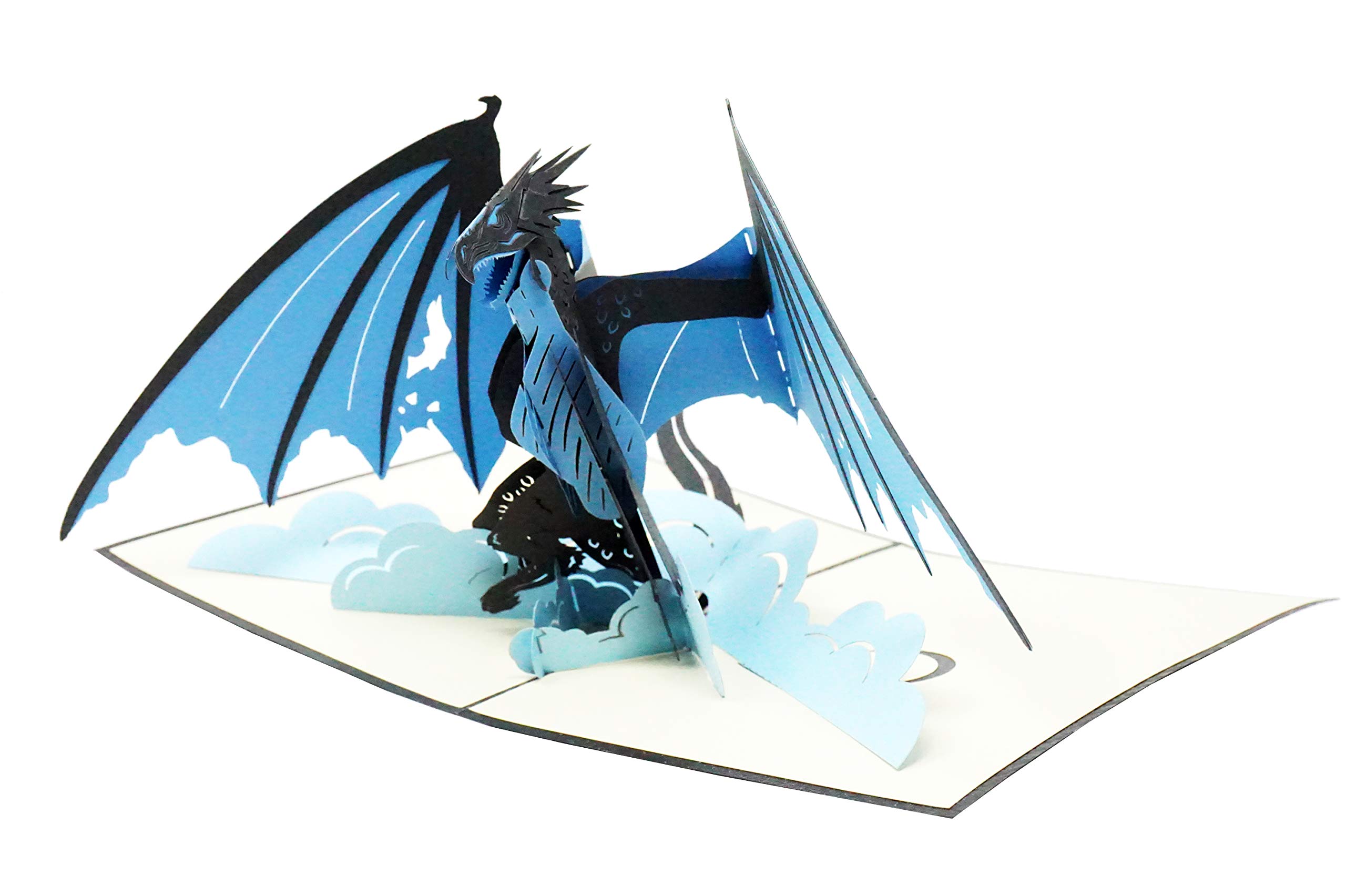 3D Pop Up Ice Dragon Greeting Card - 5 x 7 Inch Multicolor Birthday Card, Love Note, Christmas Card, Good Luck Wish, Congratulations & Get Well Soon Message - Blank Inside for Personalization - Perfect for Fantasy Lovers, Gift Giving & Special Occasions