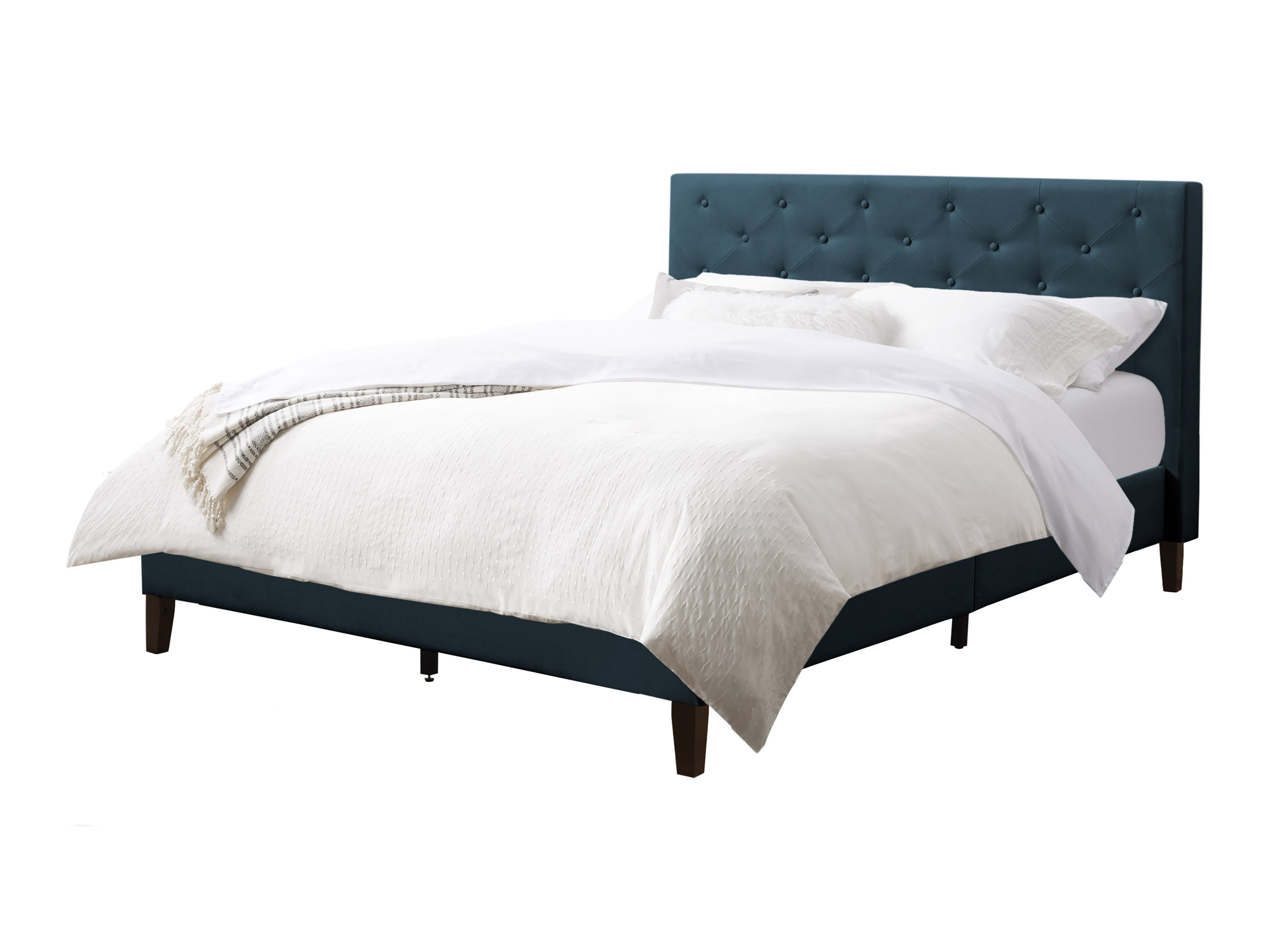 Luxury Button Tufted Upholstered Queen Size Bed Frame - Elegant Bedroom Furniture for Master Suite & Guest Room Decor