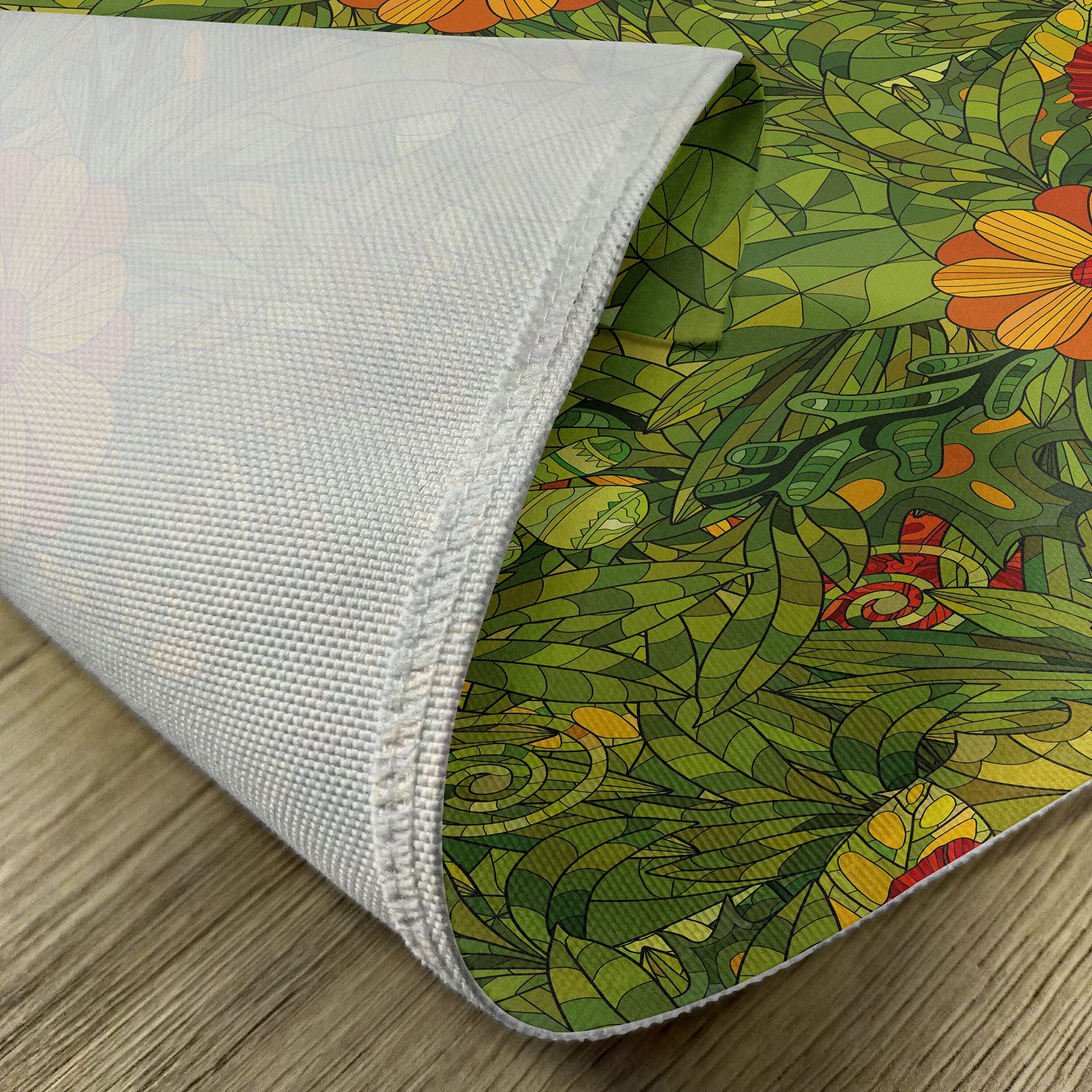 Ambesonne Floral Place Mats Set of 4 - Washable Fabric Table Mats with Funky Flower Foliage & Retro Jungle Design for Dining Room & Kitchen Decor in Vermilion, Marigold & Olive Green | Perfect for Dinner Parties, Holiday Gatherings & Everyday Use