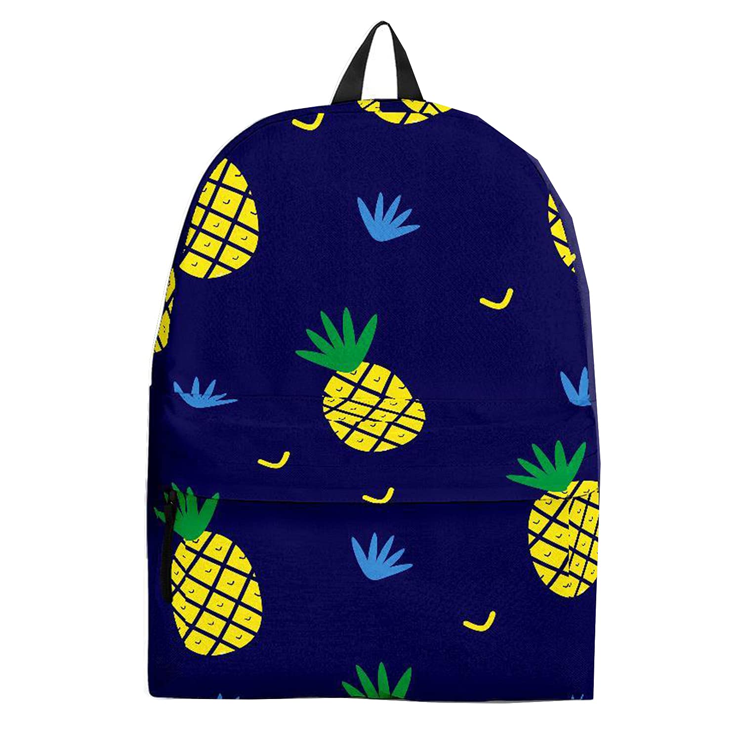 Stylish Pineapple Print Backpack for Teen Girls & Women - Blue Background School Bookbag, Travel & Commuter Backpack - Perfect for Middle School, College, Work & Daily Use