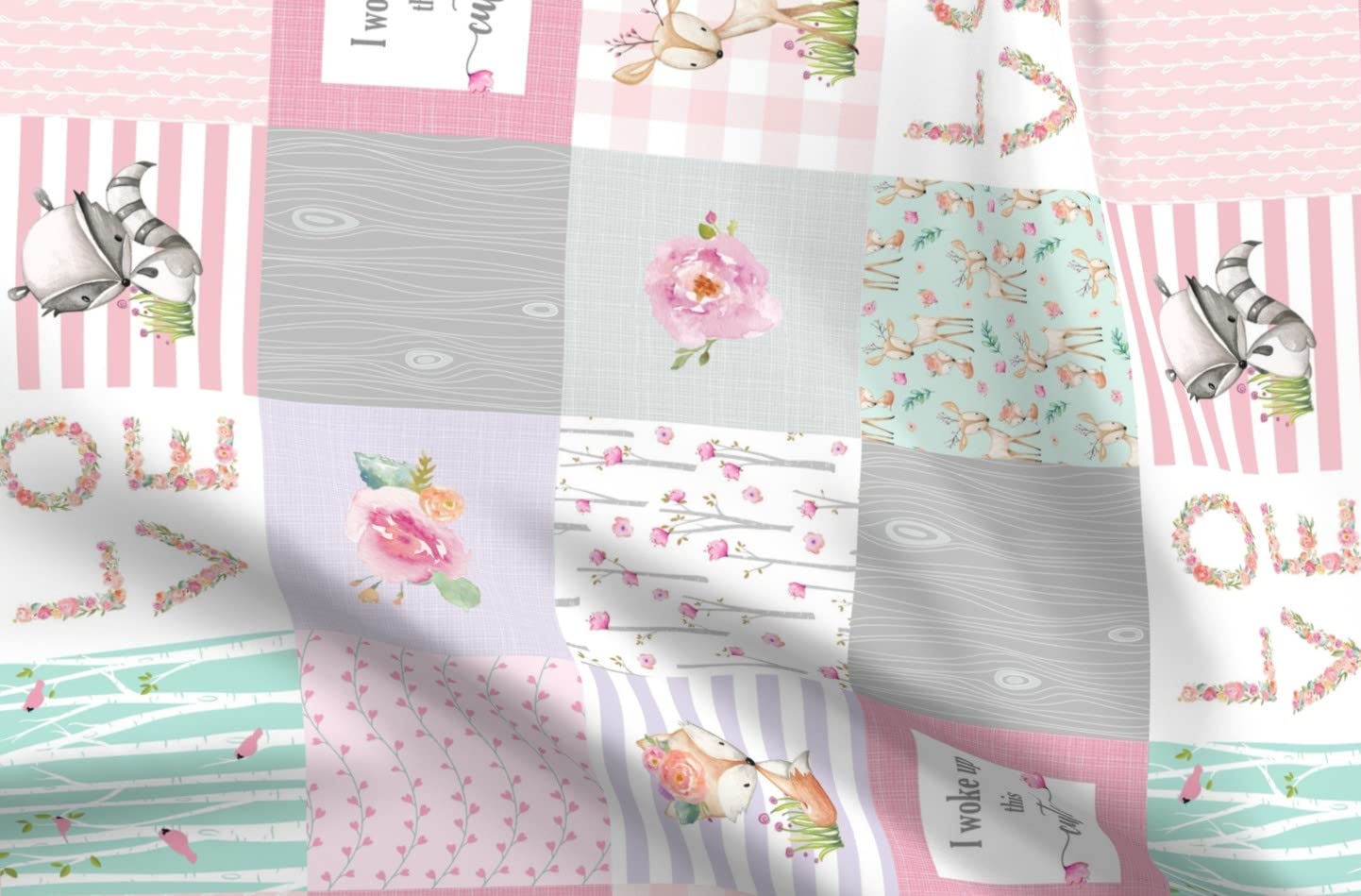 Woodland Animals Deer Fox Printed Minky Fabric by The Yard - Soft Cheater Quilt Nursery Fabric for Baby Blankets, Quilt Backing & Sewing Projects - Perfect for DIY Nursery Decor, Plush Toys & Cozy Home Textiles