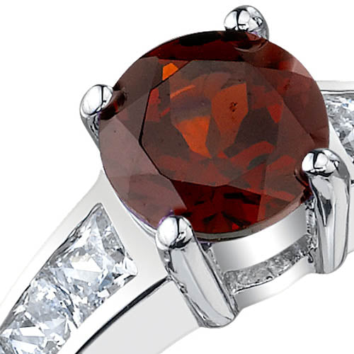 Garnet Round Cut Sterling Silver Ring Size 8 - Elegant Birthstone Jewelry for Women, Perfect for Valentine's Day, Anniversary & Everyday Wear