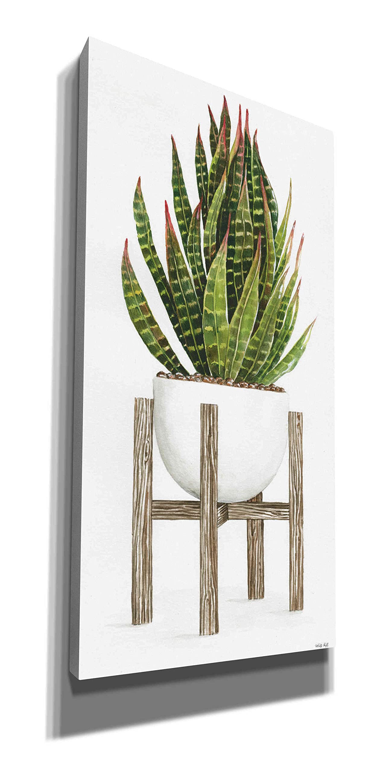 Epic Graffiti 'White Pots on Stands IV' by Cindy Jacobs - Modern Canvas Wall Art 30x60 Inches - Perfect for Living Room, Bedroom & Office Decor