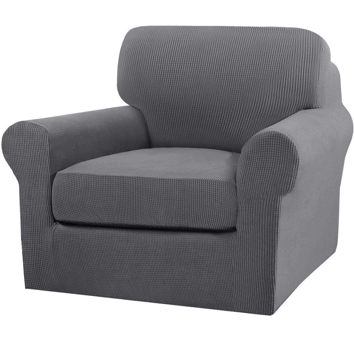Turquoise 2-Piece Jacquard Chair Slipcovers - Sofa & Armchair Covers with Matching Cushion Covers, Gray Living Room Furniture Protectors for Home Decor & Pet Protection