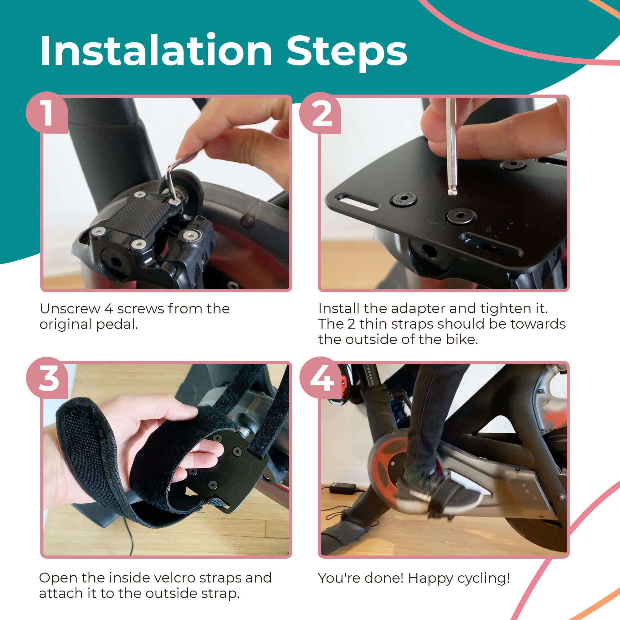 Peloton Bike Toe Cages & Clips - Compatible with Peloton Bike/Bike+ - Use Regular Sneakers - Secure Shoe Cage Pedal Converter for Indoor Cycling - Perfect for Home Workouts & Spinning Classes