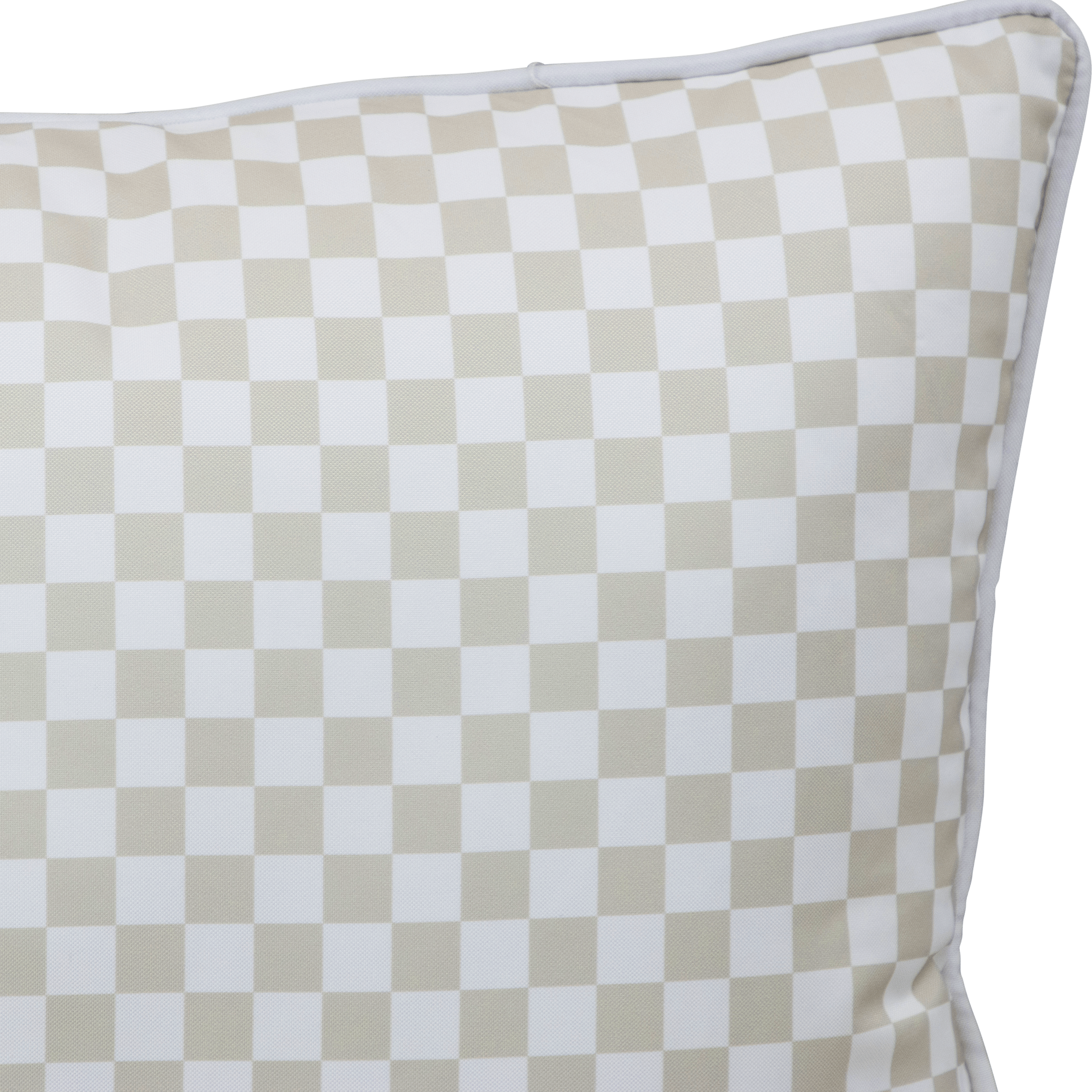 Bondi Almond Milk Check 45x45 cm Outdoor Cushion with Piping - Perfect for Patio Furniture, Garden Chairs & Poolside Lounging