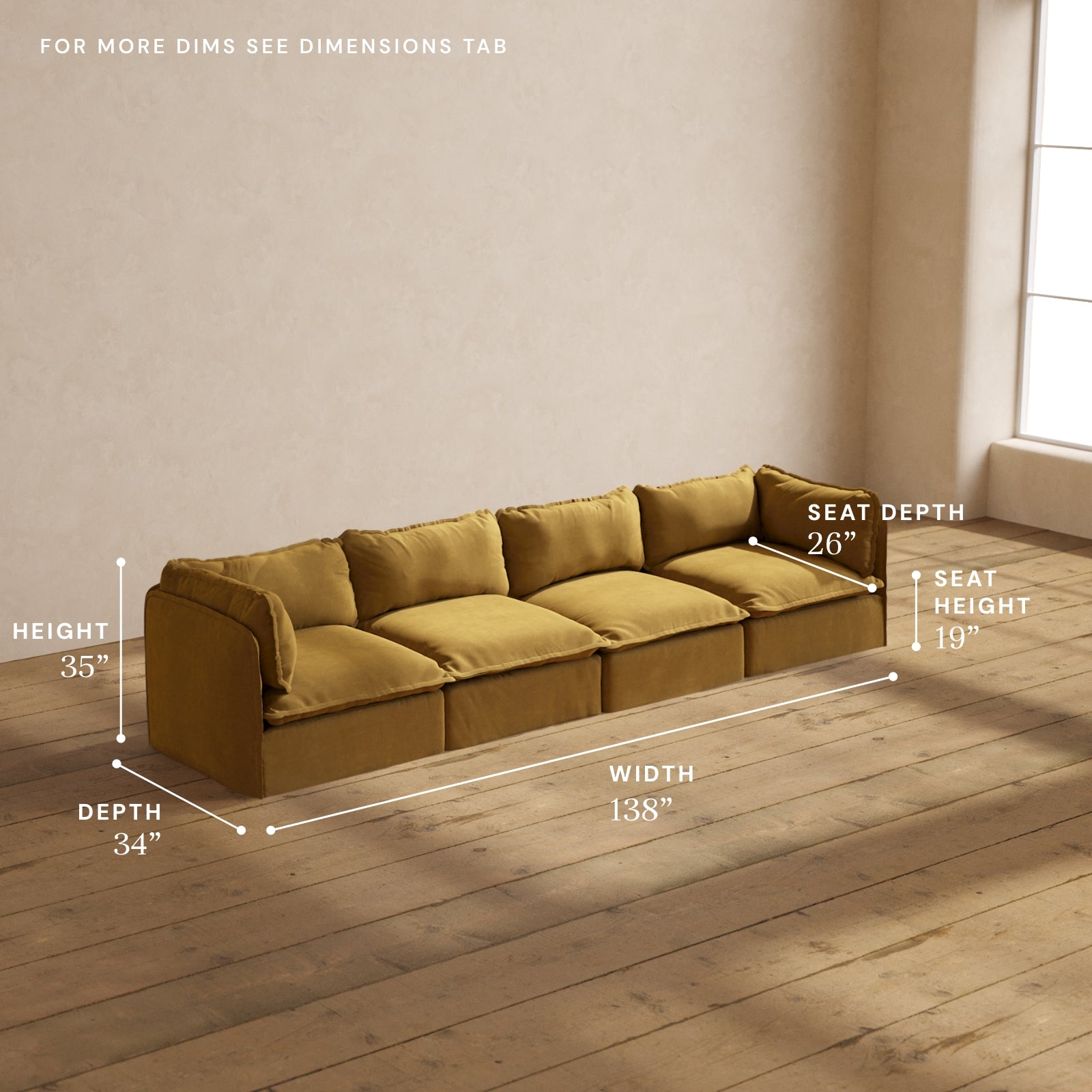 Modular Performance 4-Seater Sofa in Toffee Brown | Comfortable Blend Fabric | Perfect for Living Room, Family Room & Home Theater