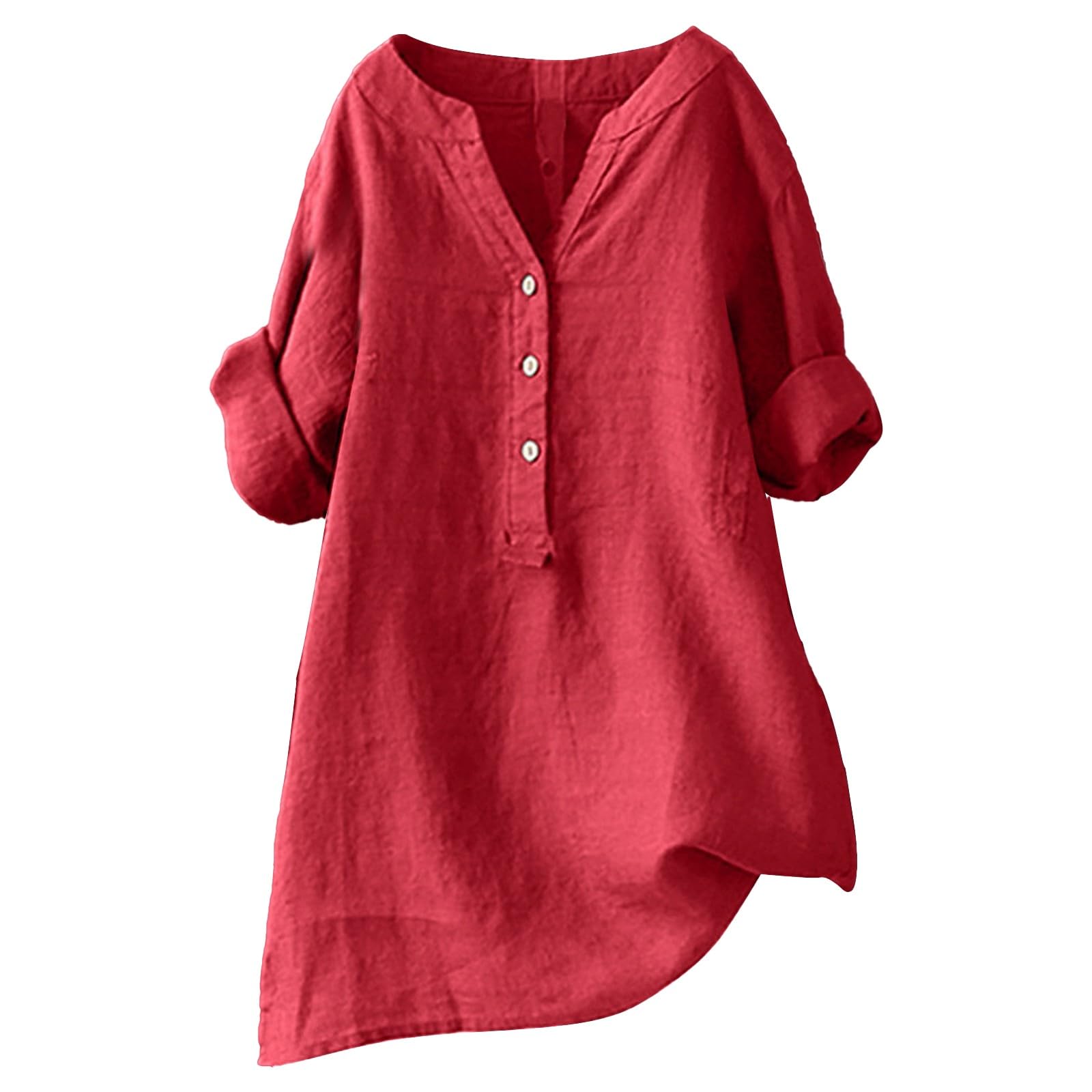 Women's Summer Tops - Linen Cotton Blend Short Sleeve Oversized T-Shirts | V-Neck Breathable Lightweight Soft Blouses for Casual Wear, Beach & Vacation Outfits