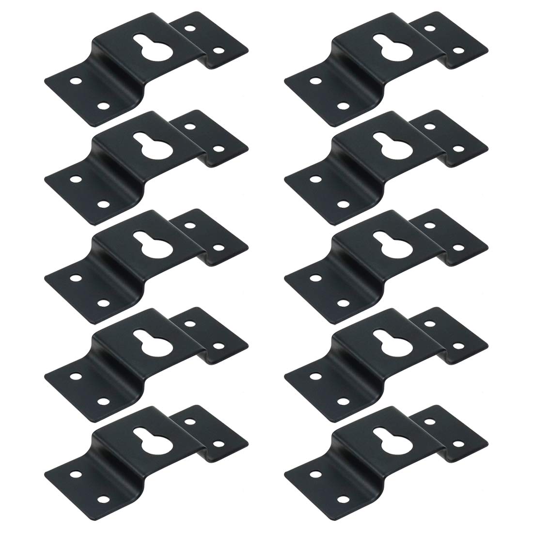 Semetall 10 Pack Black Metal Wall Mount Hook Hanger Bracket for Surround Sound Speakers - Heavy Duty Speaker Hanging Brackets with Mounting Screws (71mm x 30mm) - Perfect for Home Theater, Studio & Audio System Installation