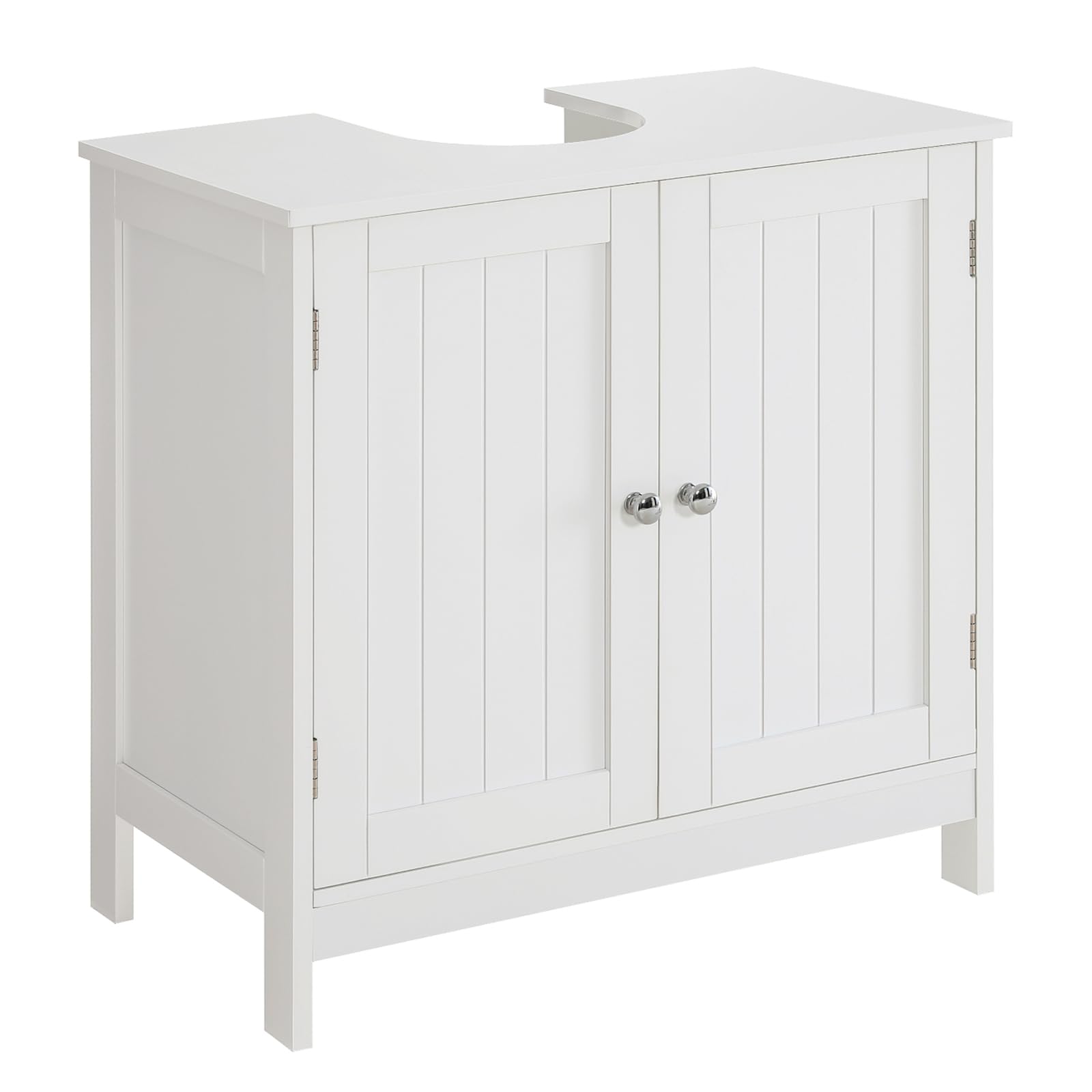 Iwell White U-Shaped Pedestal Sink Storage Cabinet with 2 Doors & Shelf - Under Sink Bathroom Organizer for Small Spaces, Vanity Storage Solution - Perfect for Bathroom, Laundry Room, or Powder Room Organization