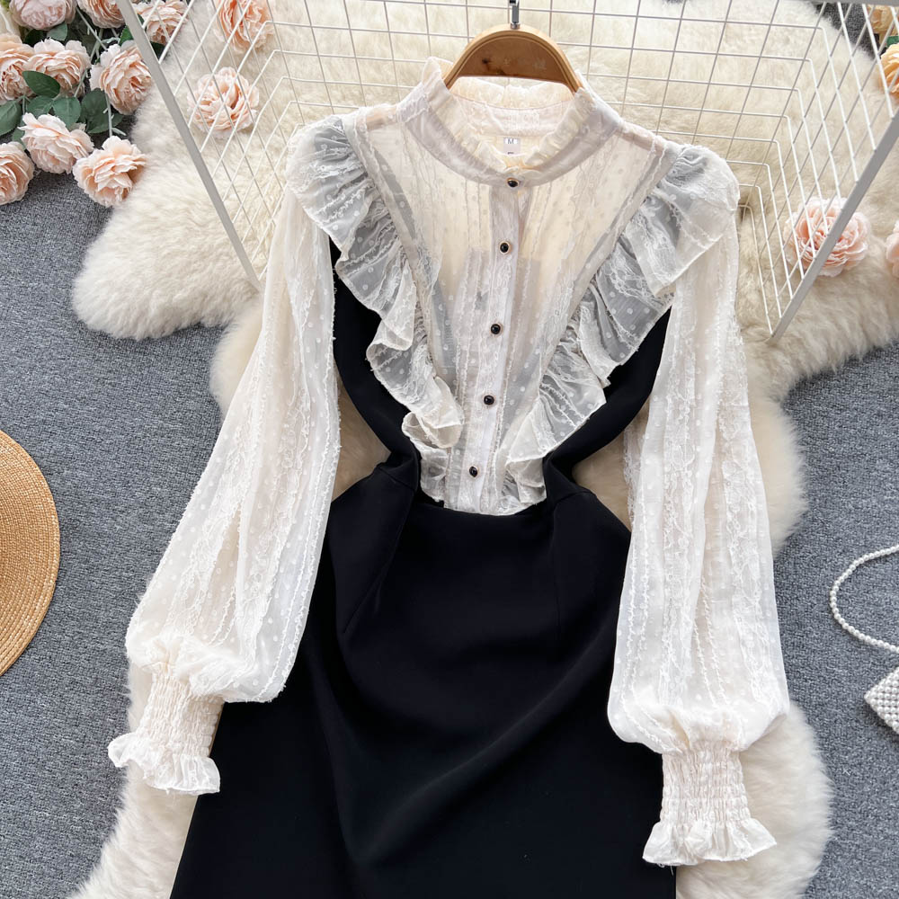 French Retro Spring and Autumn Ruffled Mermaid Dress - Elegant Vintage Style Flowy Maxi Dress for Women | Perfect for Weddings, Parties & Date Nights