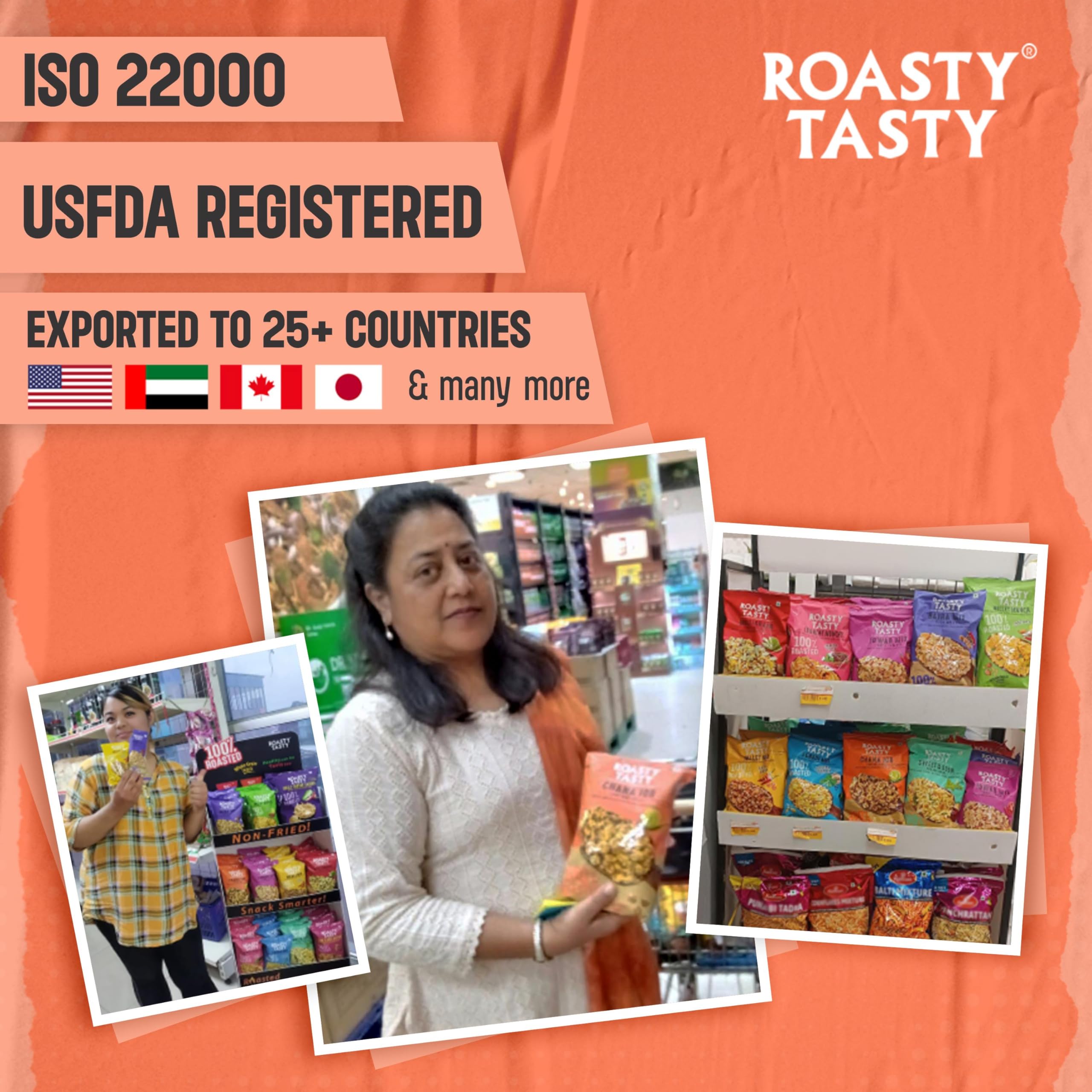 Roasted Chana Jor - Lime & Chili Flavored Whole Grain Indian Snacks (200g) | No MSG, Zero Cholesterol & Trans Fat | Gluten-Free, High Protein Diet Namkeen | Ready-to-Eat Healthy Snack | Perfect for Office, Gym & Travel | Export Quality