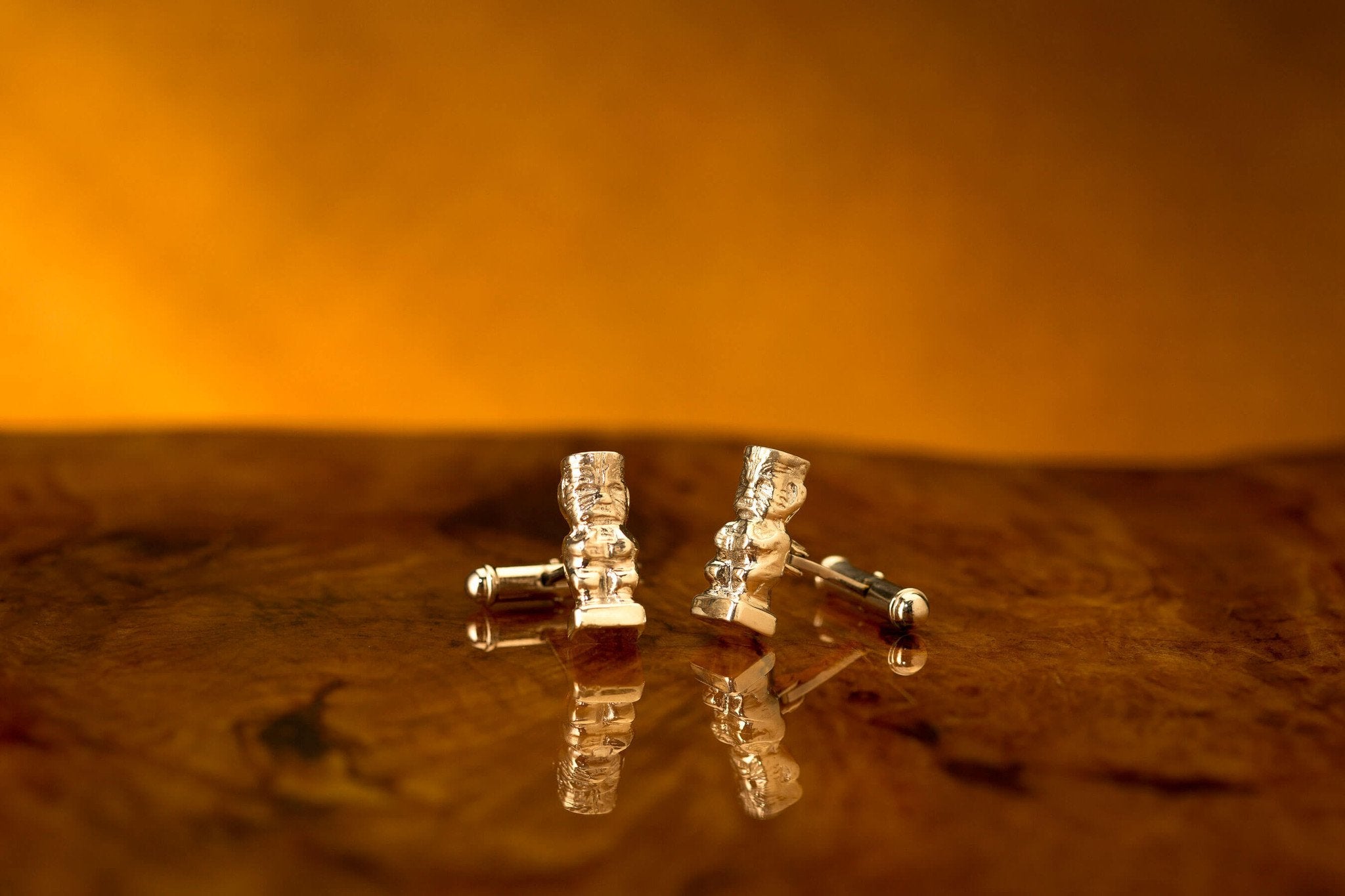 Sterling Silver Tiki Cufflinks for Men - Hawaiian Tribal Design Formal Wear Accessories - Perfect for Weddings, Parties, and Business Events
