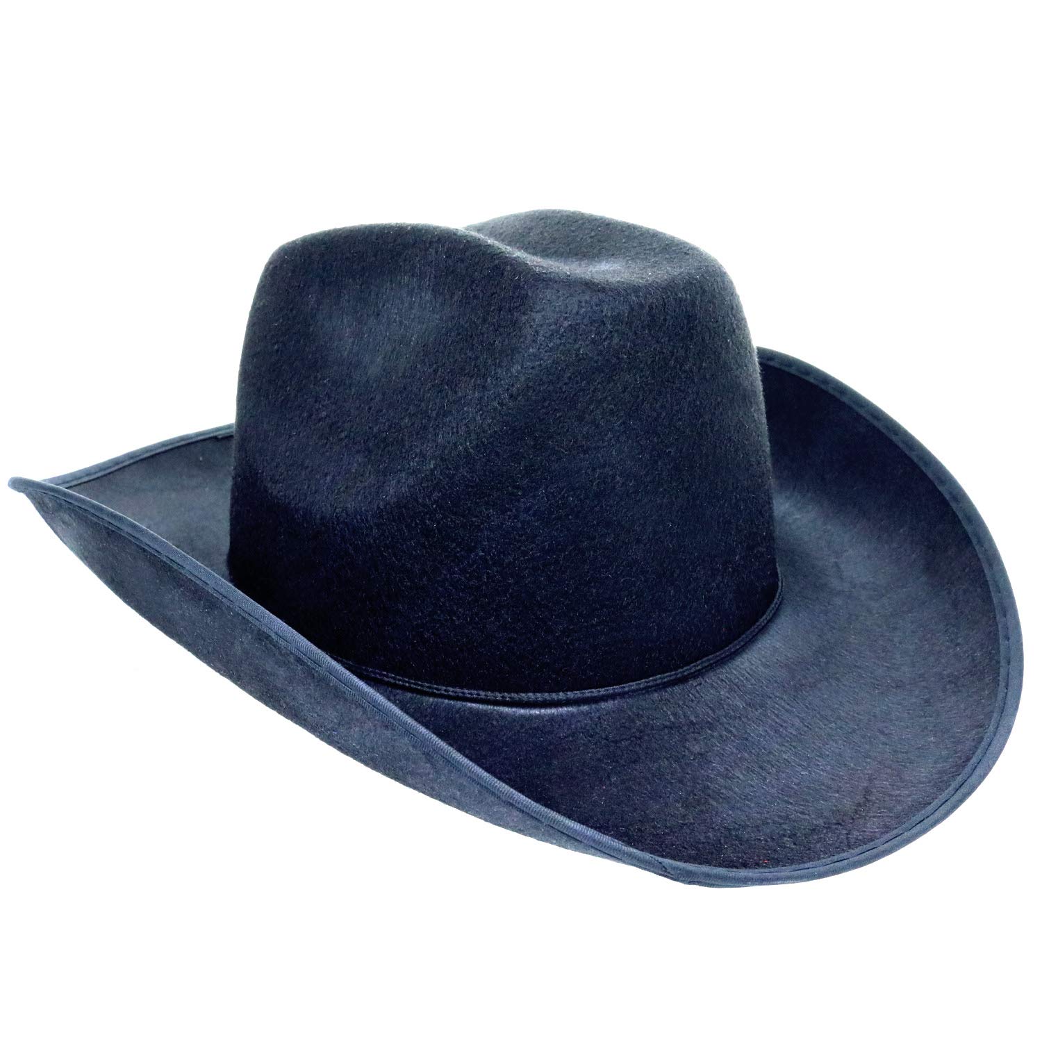 Black Felt Cowboy Hat for Men & Women - Western Rolled Brim Cowgirl Hat - Country Style Costume Accessory for Rodeo, Halloween & Western Parties