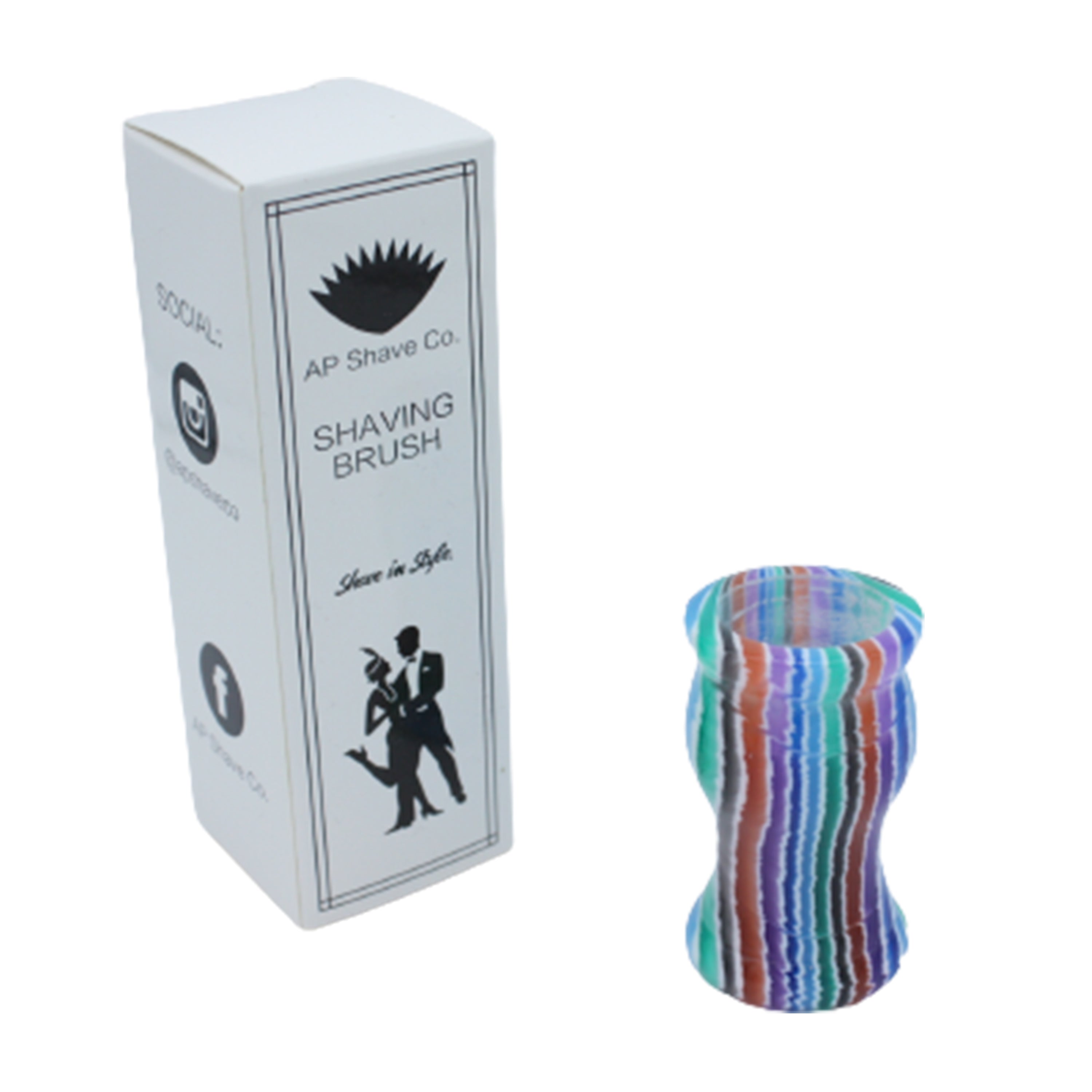 Premium Handmade Blue Stripe Shaving Brush Handle - Fits 24mm & 26mm Knots - Perfect for Wet Shaving, Grooming Kits & Men's Skincare Routine
