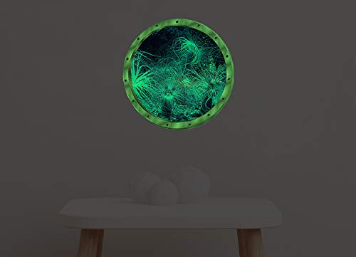 12x12 Inch Glow in The Dark Ocean Wall Decals - 3D Underwater Fish Stickers, Removable Peel & Stick Mural Art for Kids Room, Bedroom, Bathroom, Nursery & Fridge (Jellyfish Design) | Perfect for Night Lights, Themed Decor & Creative Play Spaces