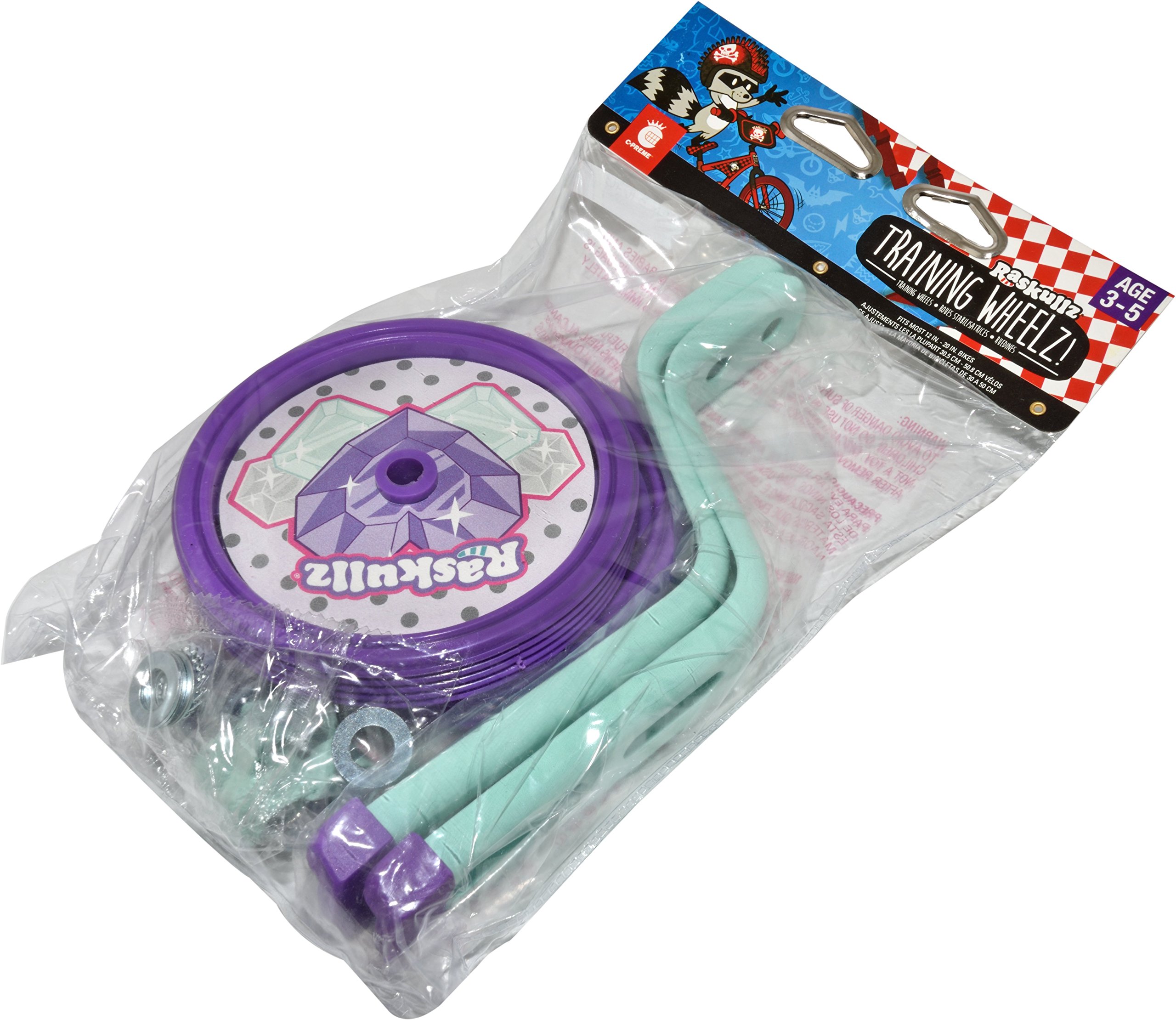 Raskullz Kids Bike Training Wheels - Hearty Gem Style, Adjustable & Durable Bicycle Stabilizers for Boys & Girls | Perfect for Learning to Ride, Safety & Balance Training