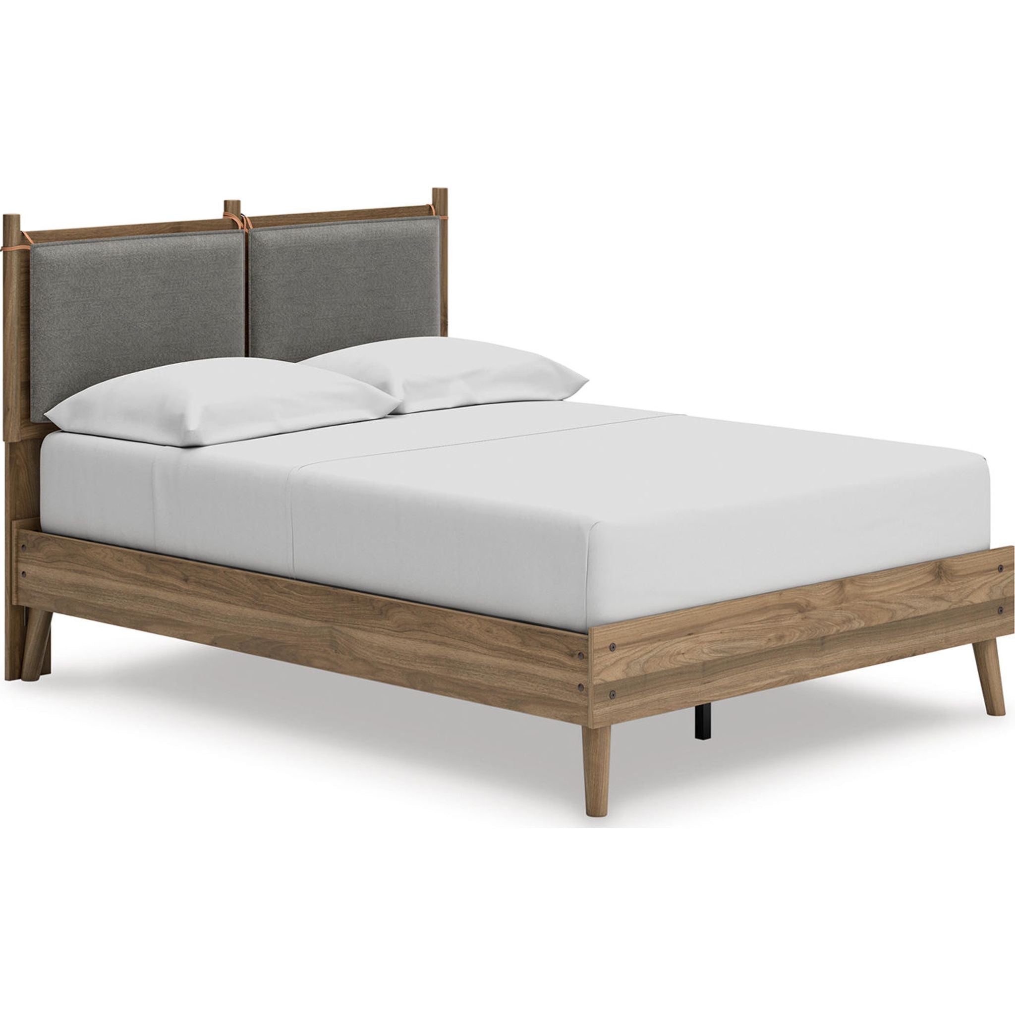 Aprilyn Full Platform Bed Frame - Honey Finish, Queen Size, Solid Wood, Modern Minimalist Design for Bedroom, Living Room, or Guest Room