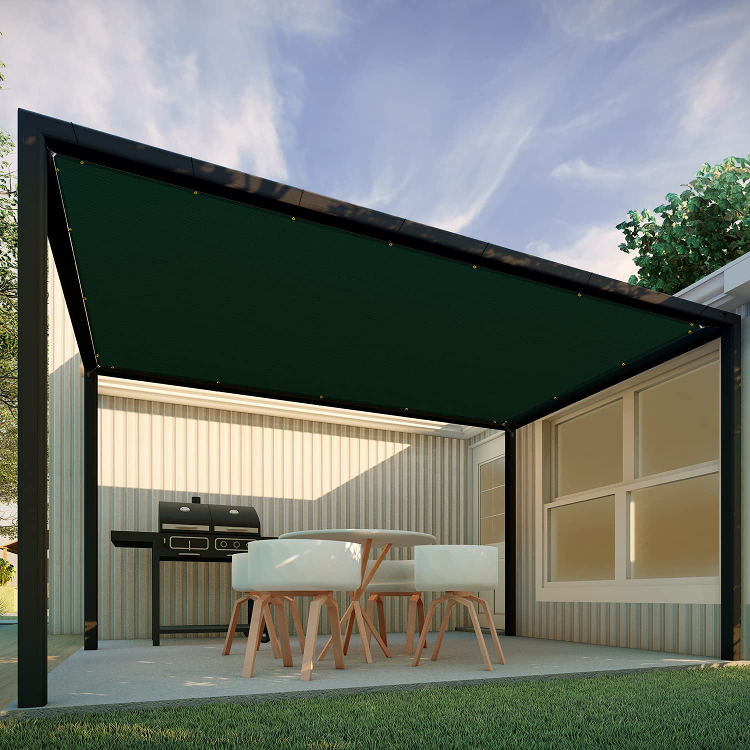 17' x 21' Green Rectangle Sun Shade Sail - UV Block Outdoor Canopy Cover for Patio, Pergola & Backyard - Durable Sun Protection Fabric with 3-Year Warranty | Perfect for Poolside Lounging, Garden Shade & Outdoor Dining Areas