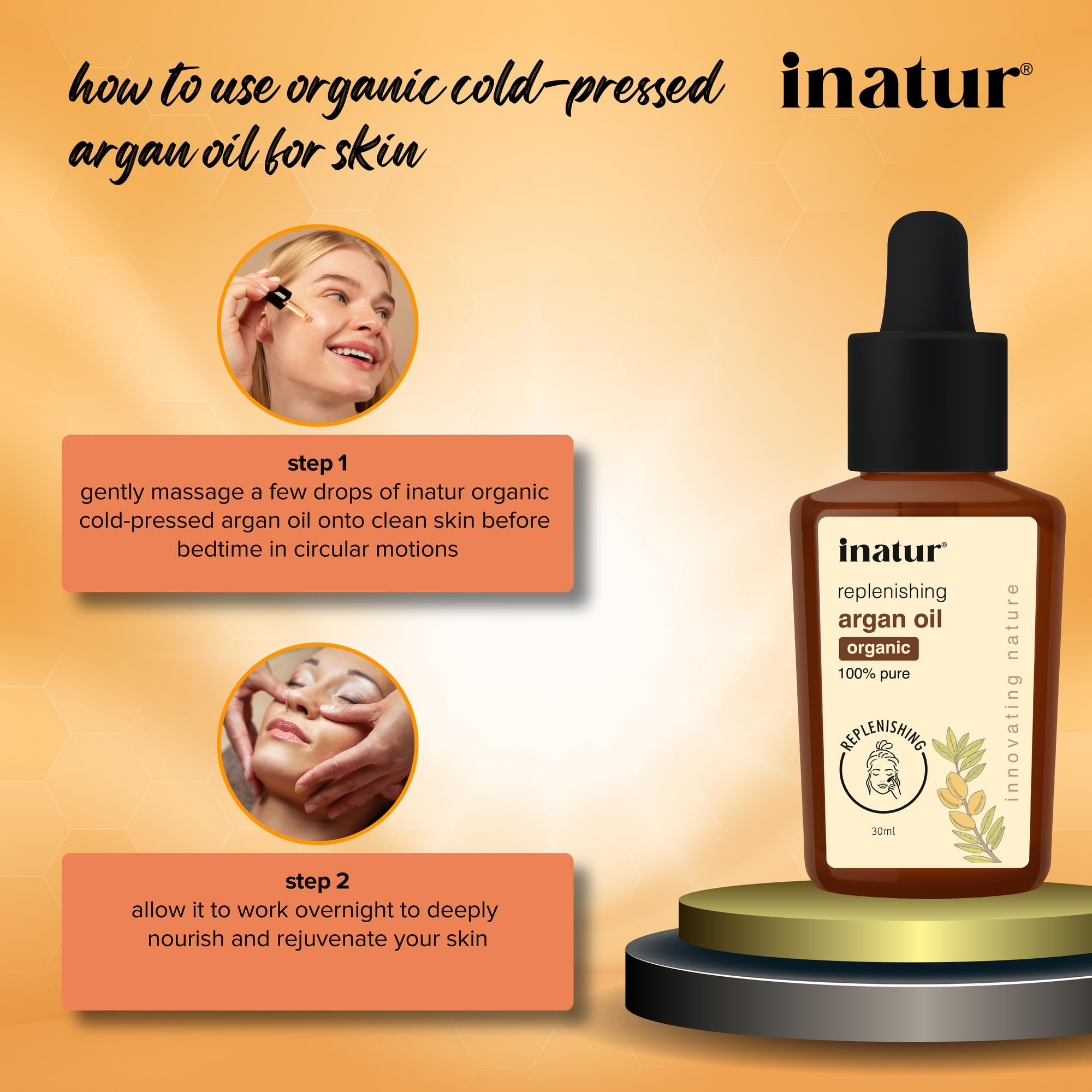 Organic Cold Pressed Argan Oil for Hair & Skin - 100% Pure Natural Moisturizer with Vitamin E | Hydrates, Nourishes & Repairs Dry Hair & Face | 30ml Bottle | Perfect for Daily Hair Care, Facial Treatment & Massage Therapy