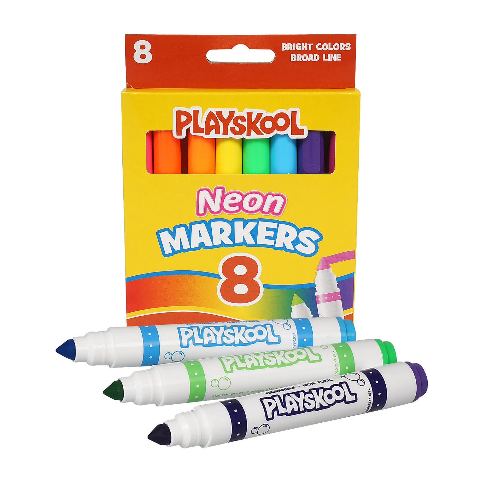 Playskool Neon Markers 8-Pack - Vibrant Washable Markers for Kids' Art Projects, School Supplies & Creative Coloring Activities