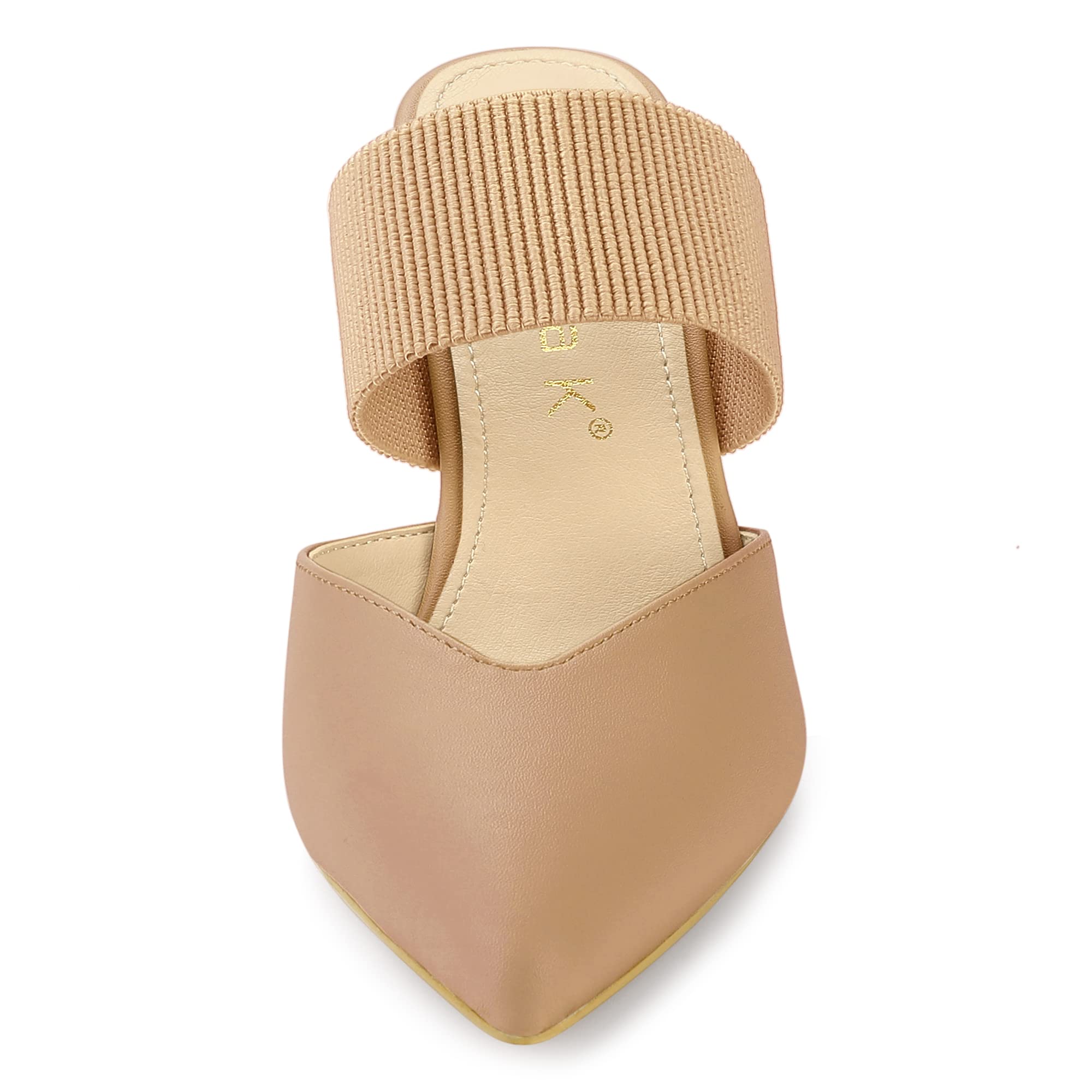 Allegra K Women's Pointed Toe Elastic Strap Stiletto Heels Mules - Comfortable Dress Shoes for Office, Party & Evening Wear