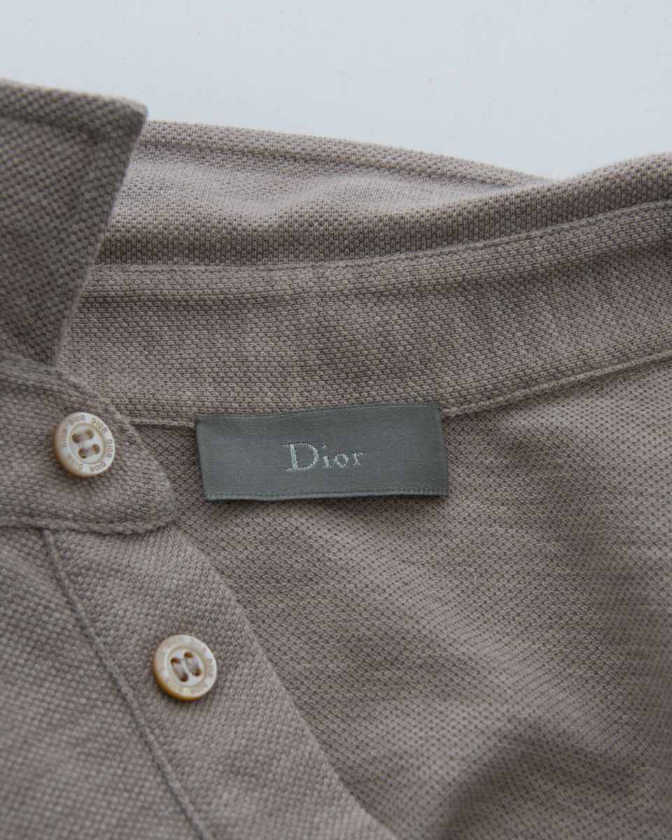 Dior Homme Light Beige Long Sleeve Polo Shirt for Men | Premium Cotton Casual Shirt | Perfect for Business, Office & Smart Casual Outfits